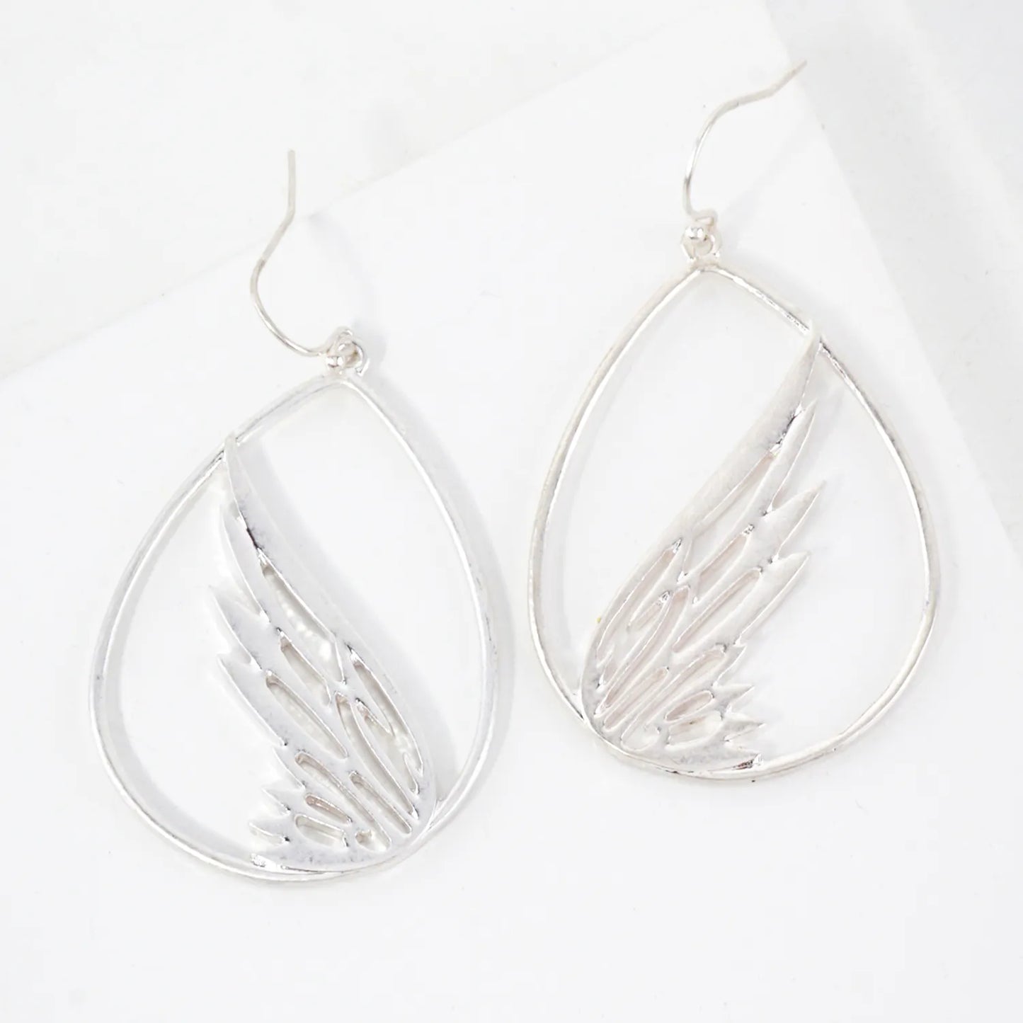 Wing-in-Teardrop Dangle Earrings