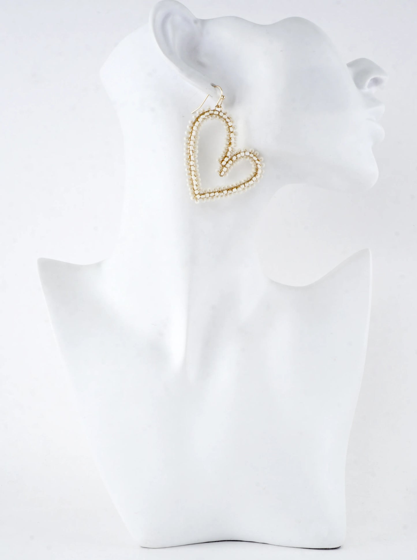 Wire Beaded Heart Shape Drop Earrings
