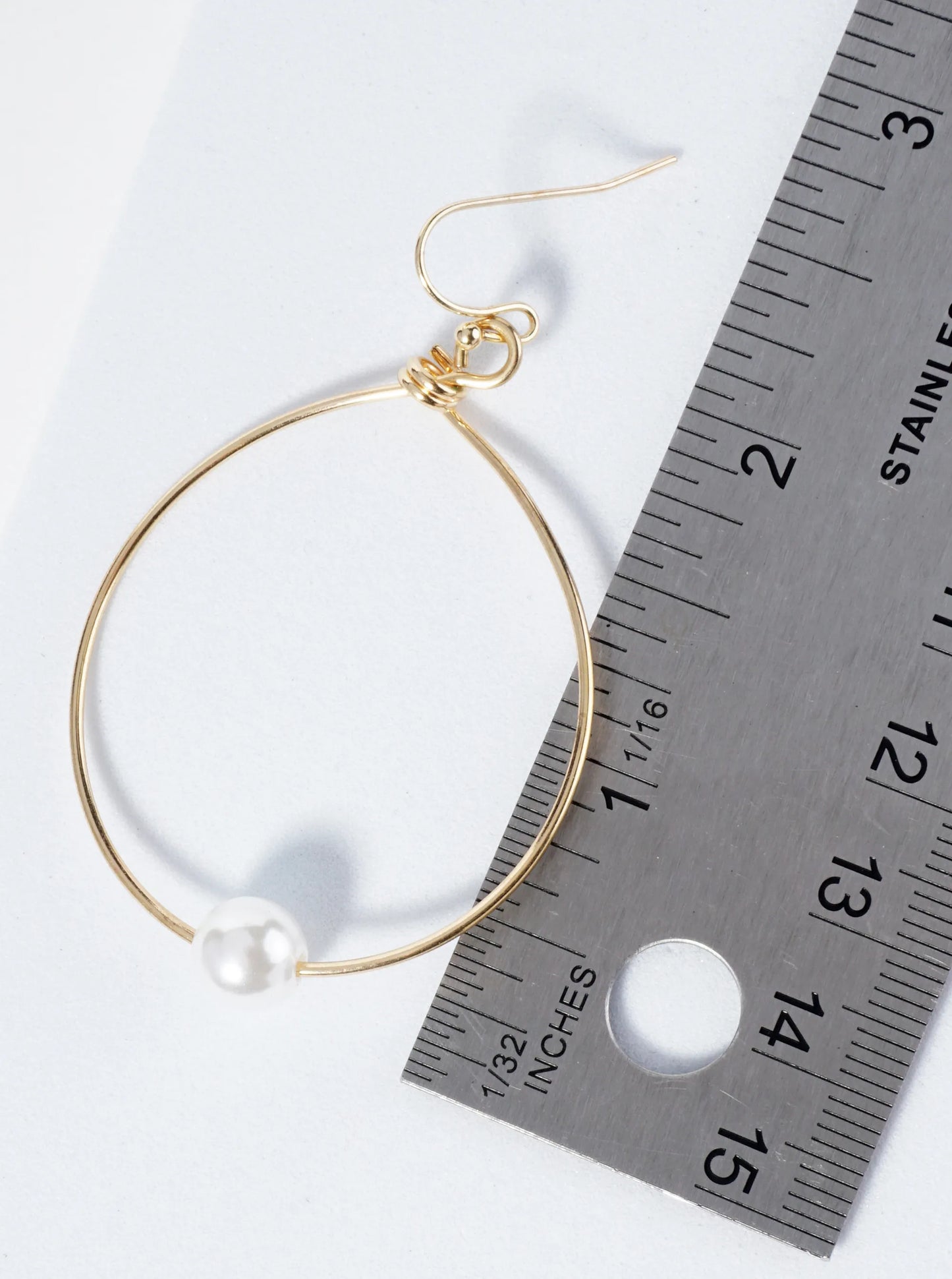 Wire Circle Drop Earrings With A Single Pearl Bead