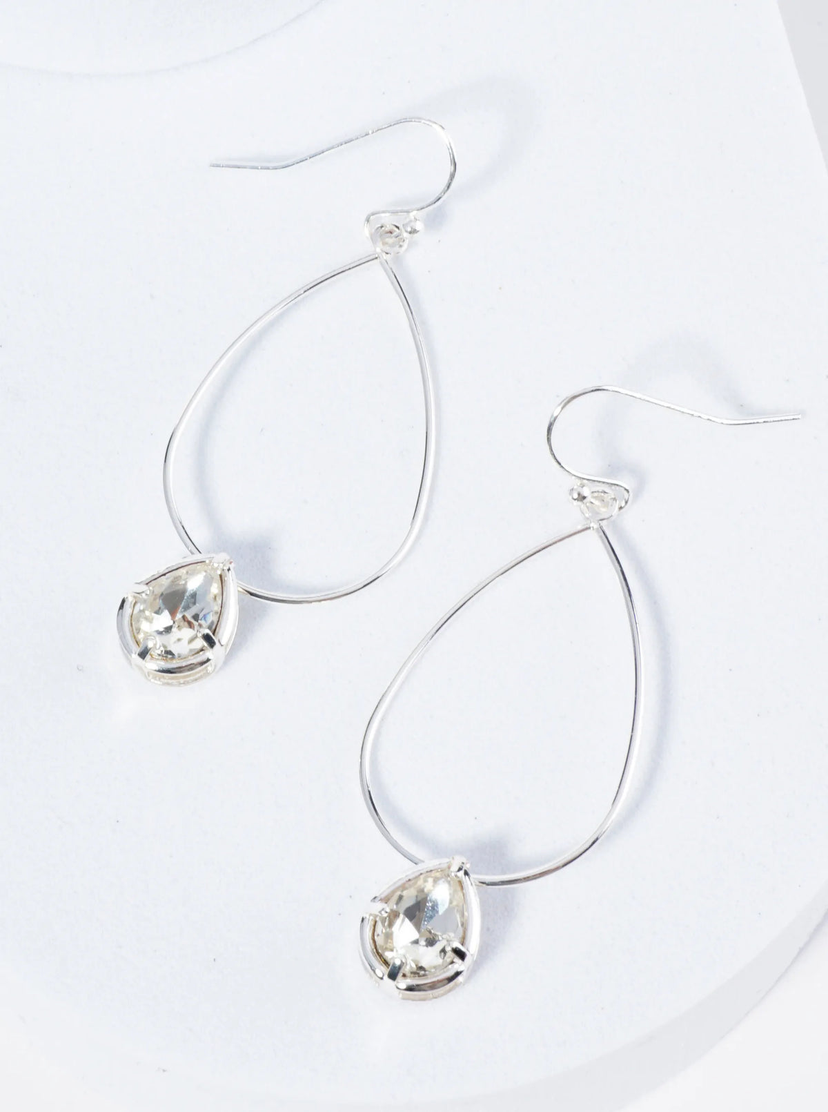 Wire Teardrop Earrings With Stone Drop Accents