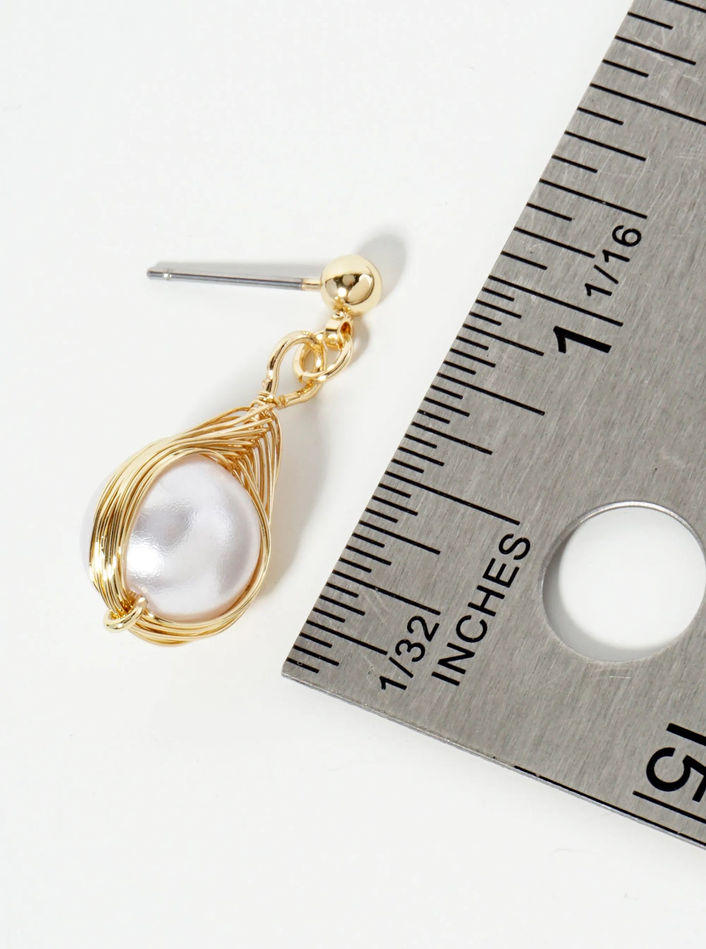 Wire Wrapped 10mm Pearl Drop Dangle Earrings