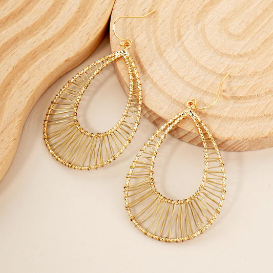 Wire Wrapped Double Teardrop Dangle Earrings