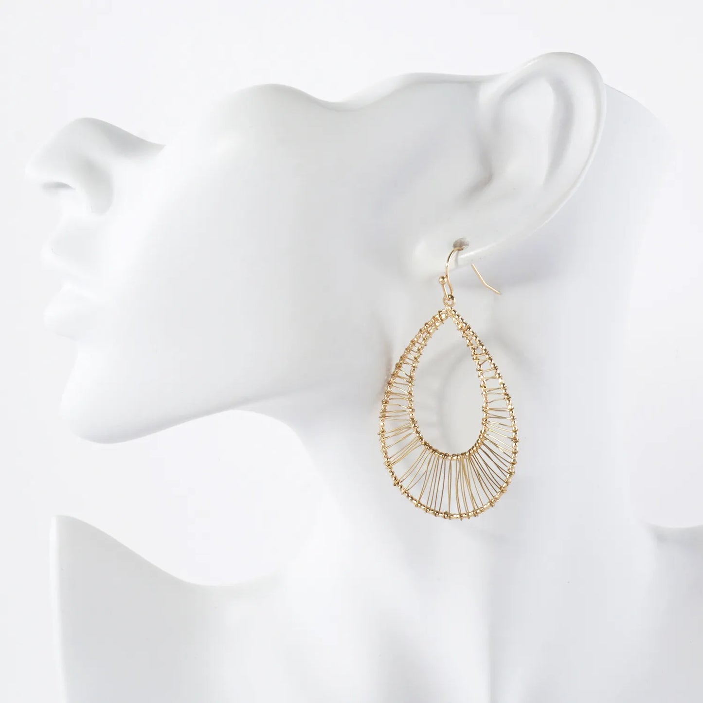 Wire Wrapped Double Teardrop Dangle Earrings
