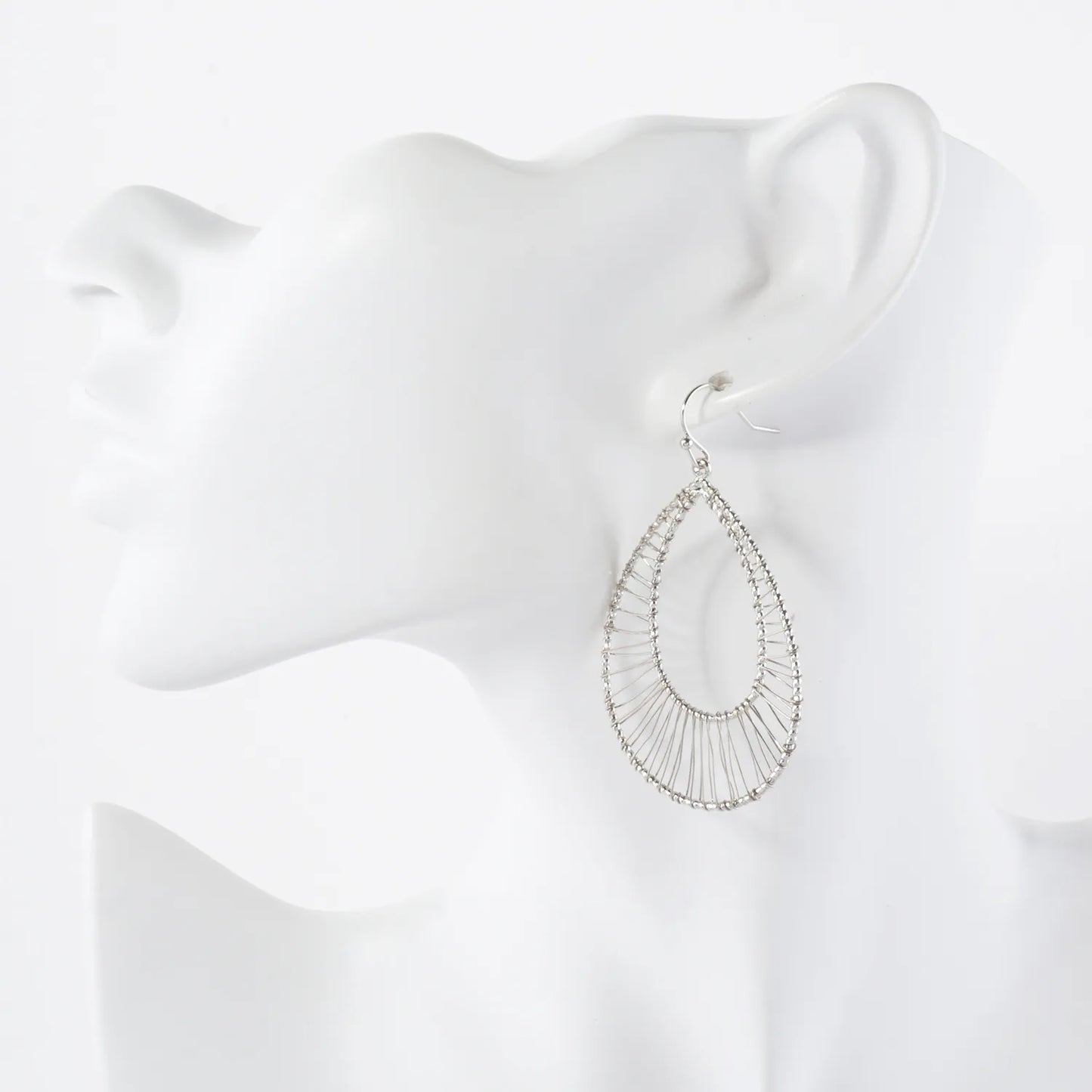 Wire Wrapped Double Teardrop Dangle Earrings