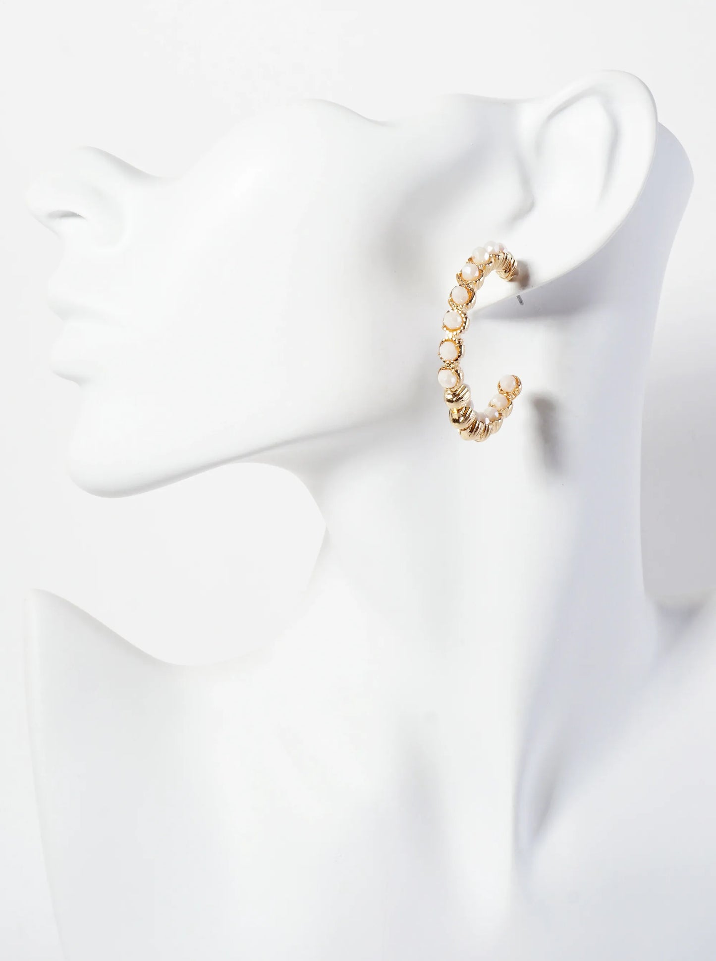 Wire-Wrapped Faceted-Glass-Beads 35mm Open Hoop Earrings