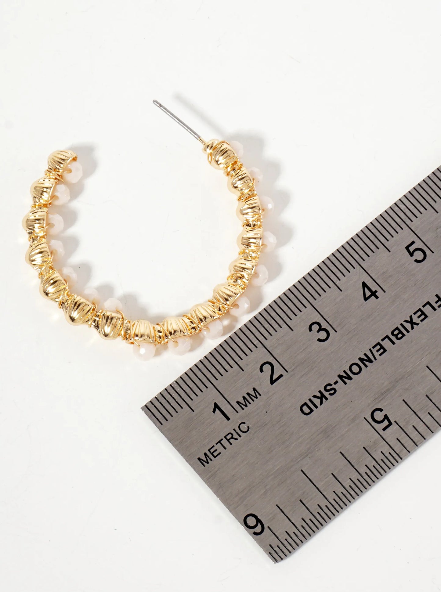 Wire-Wrapped Faceted-Glass-Beads 35mm Open Hoop Earrings