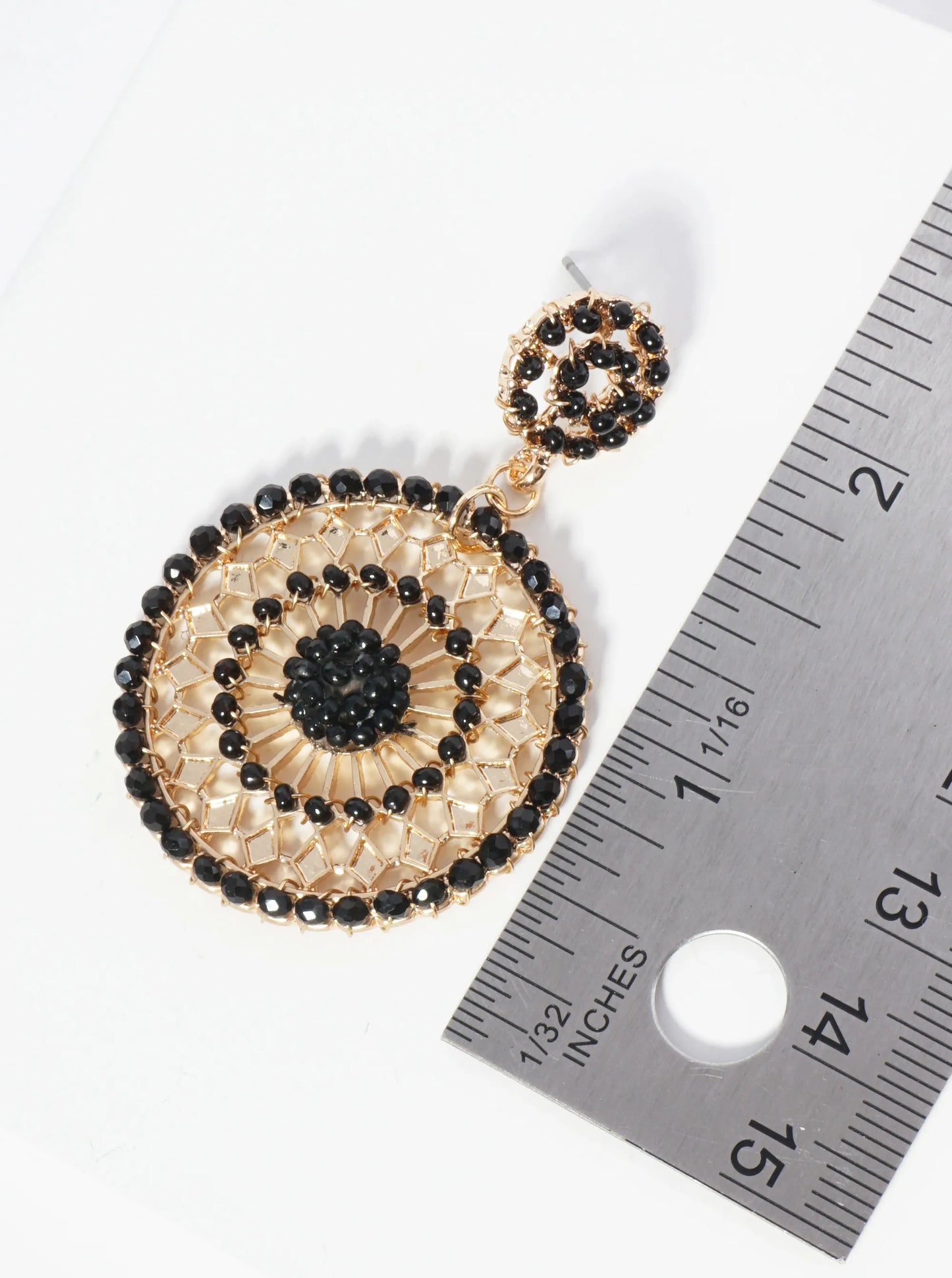 Wire-Wrapped Glass Bead Post Drop Earrings With Intricate Pattern