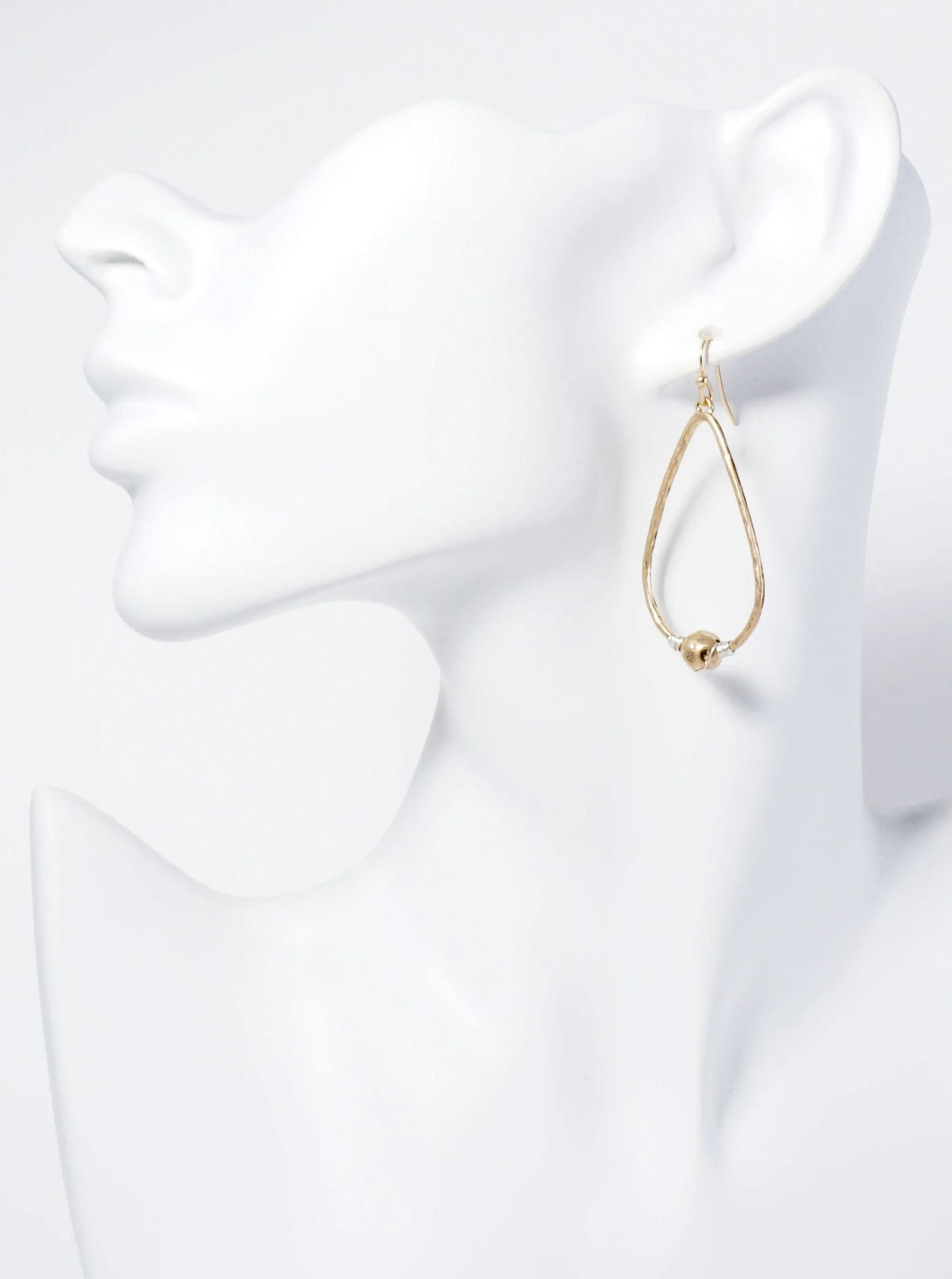 Wire Wrapped Hammered Teardrop Dangle Earrings