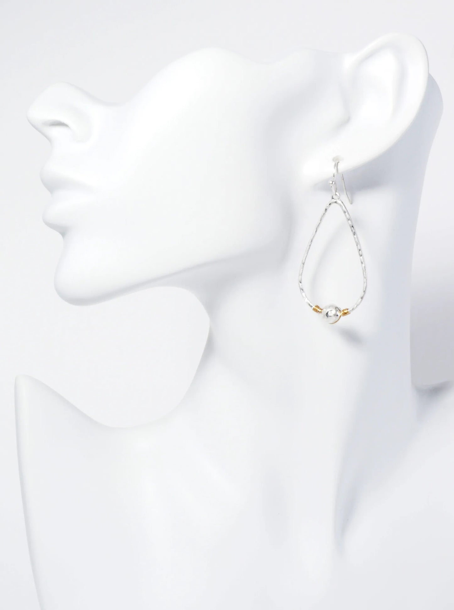Wire Wrapped Hammered Teardrop Dangle Earrings