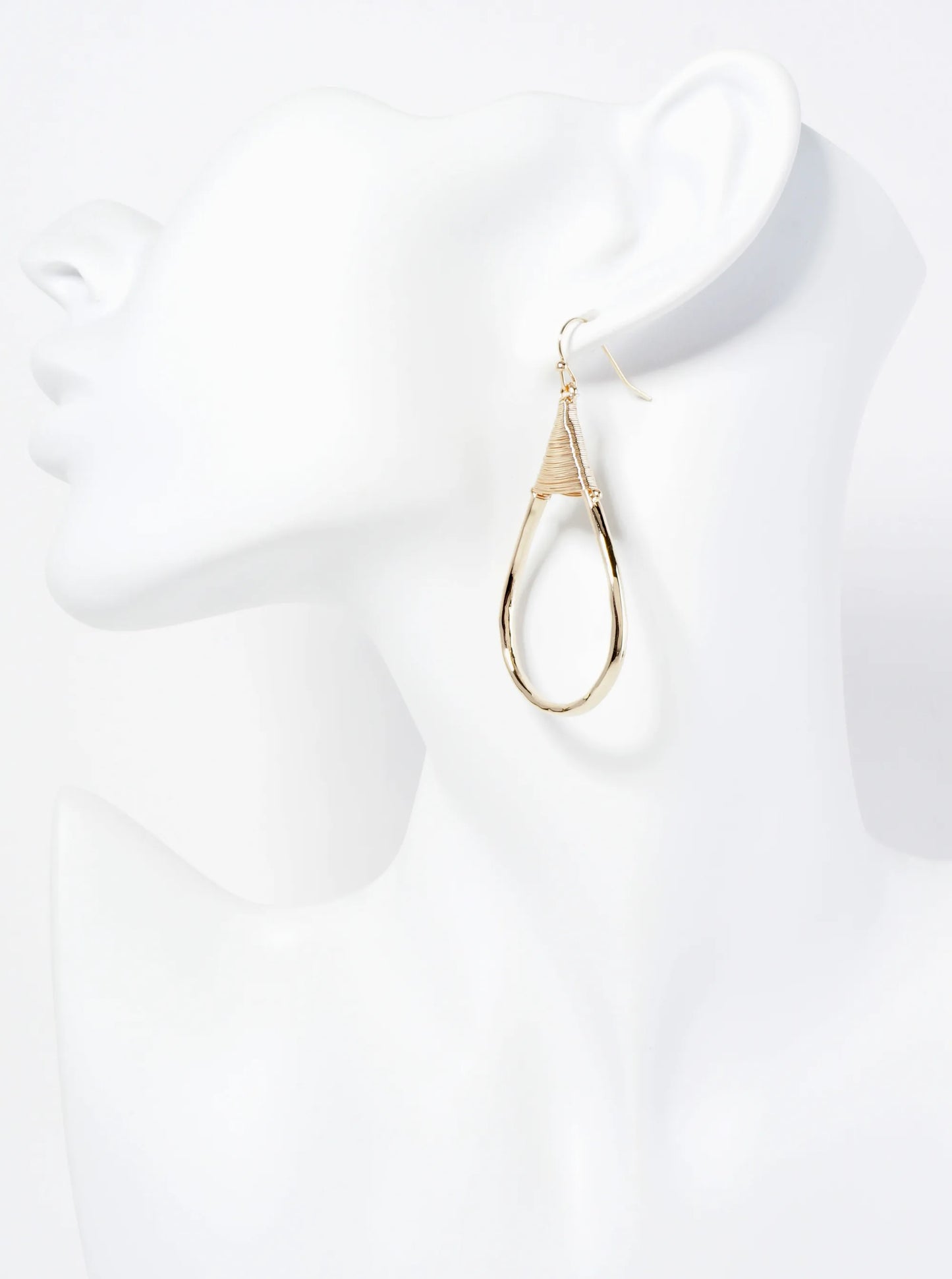 Wire Wrapped Hammered Teardrop Dangle Earrings