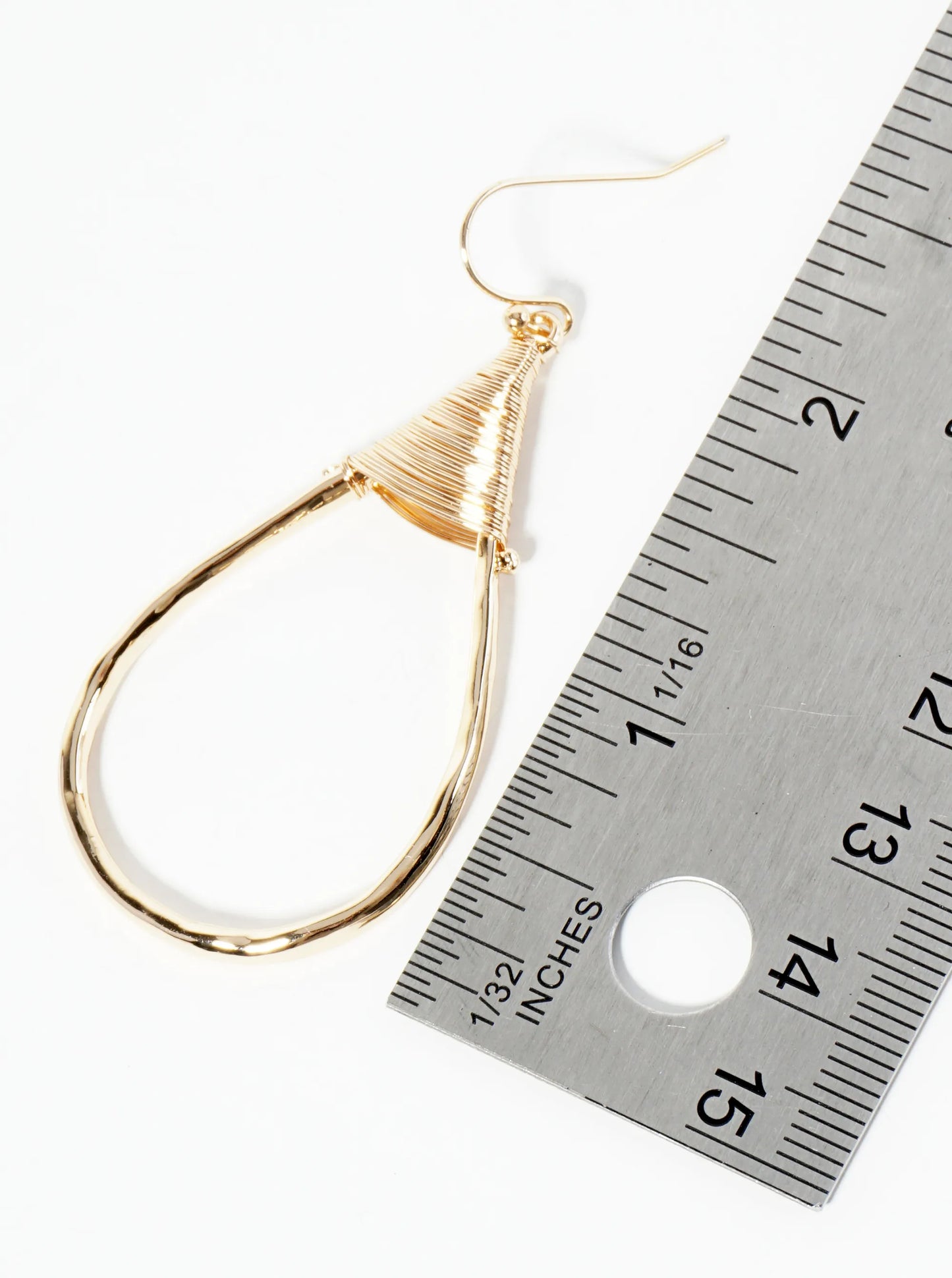 Wire Wrapped Hammered Teardrop Dangle Earrings