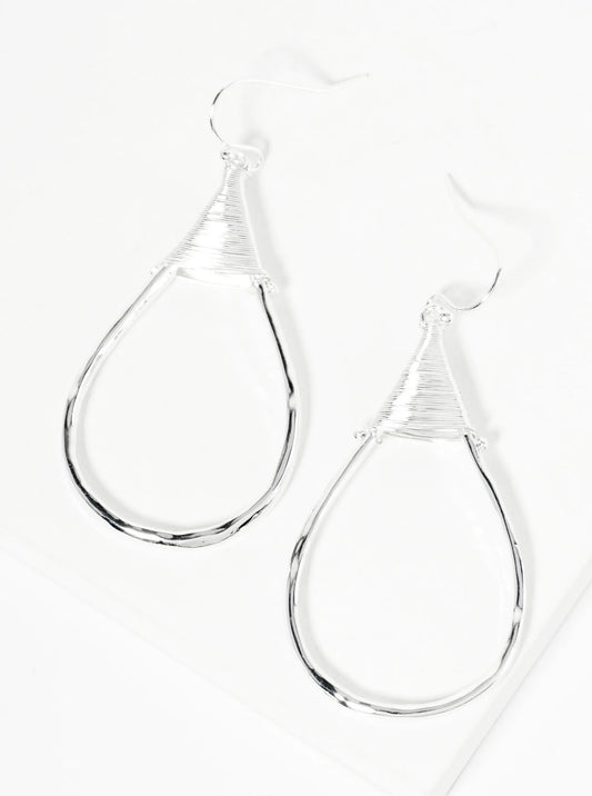 Wire Wrapped Hammered Teardrop Dangle Earrings