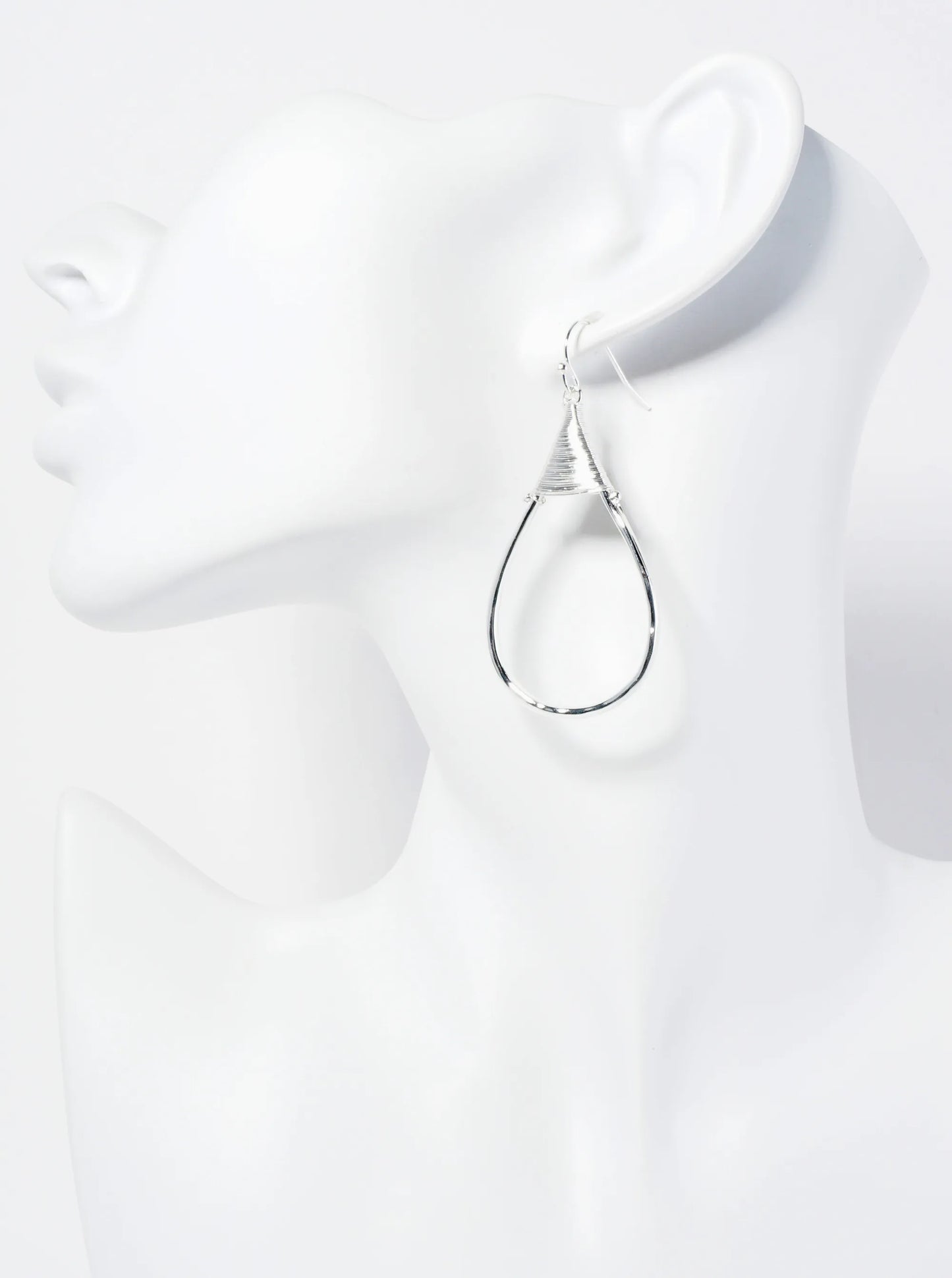 Wire Wrapped Hammered Teardrop Dangle Earrings