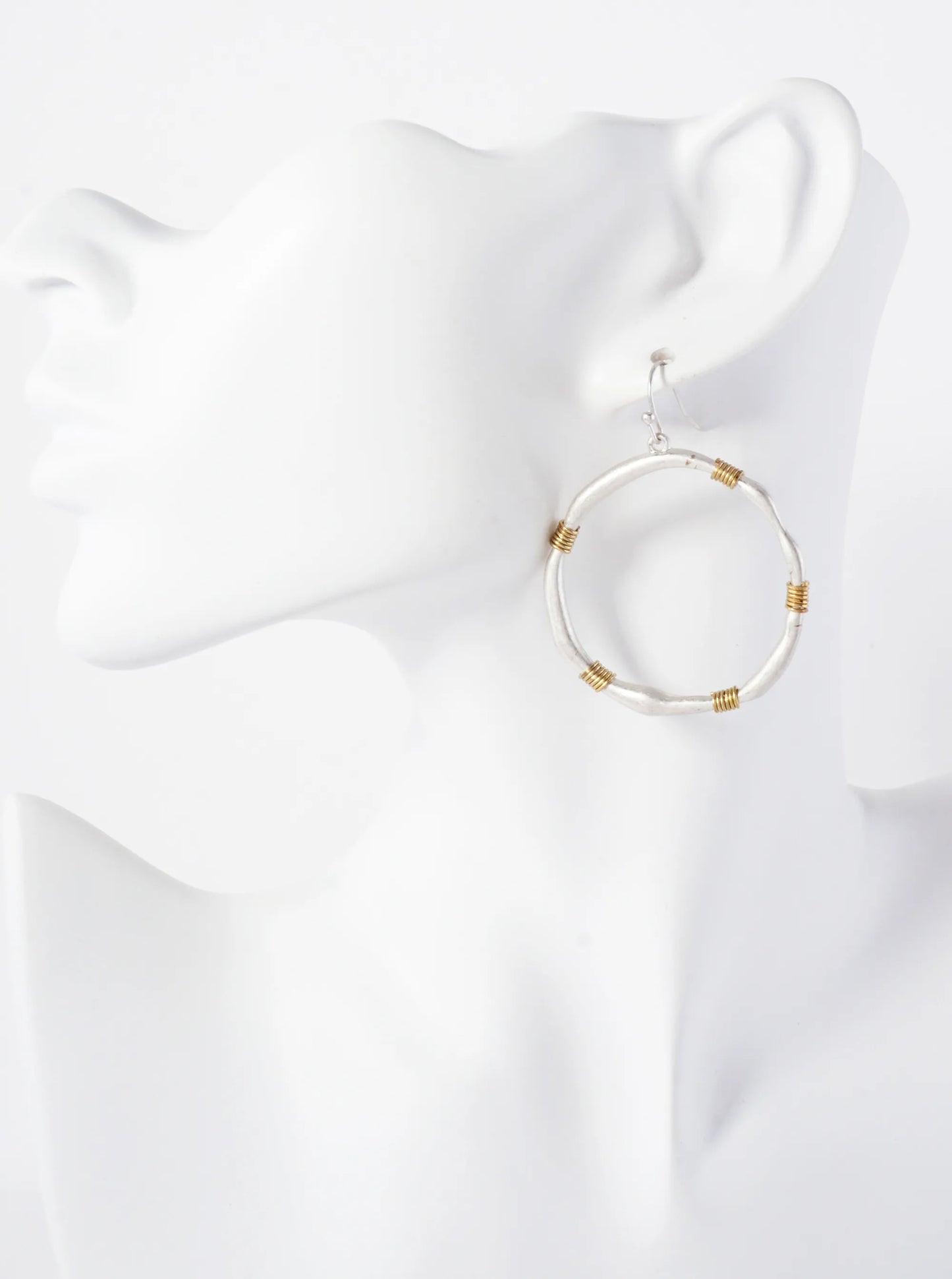 Wire-Wrapped Metal Circle Dangle Earrings