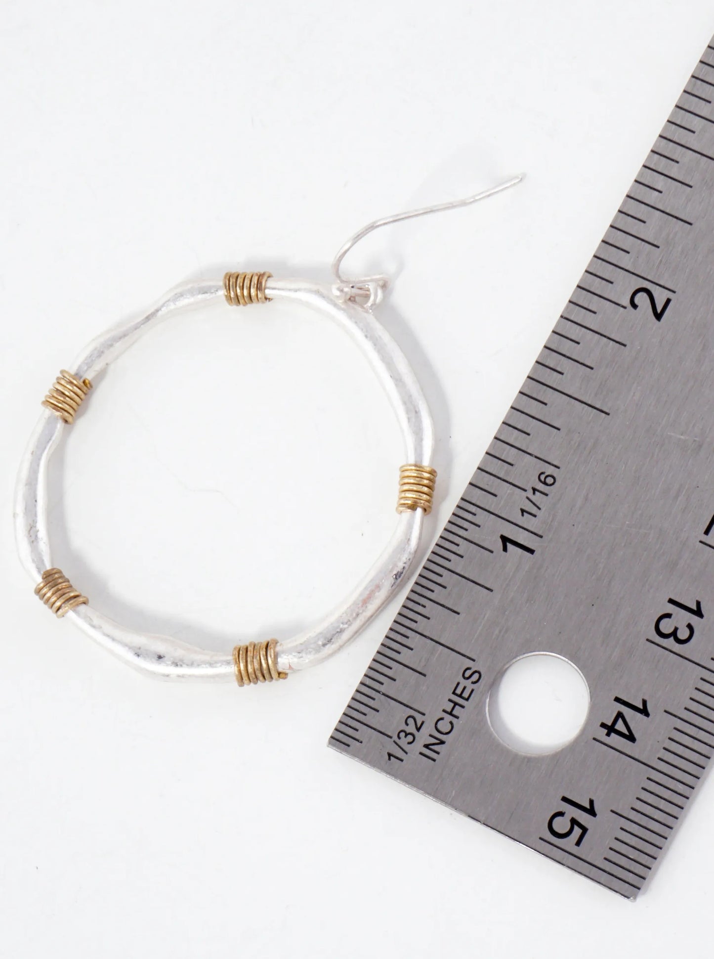 Wire-Wrapped Metal Circle Dangle Earrings