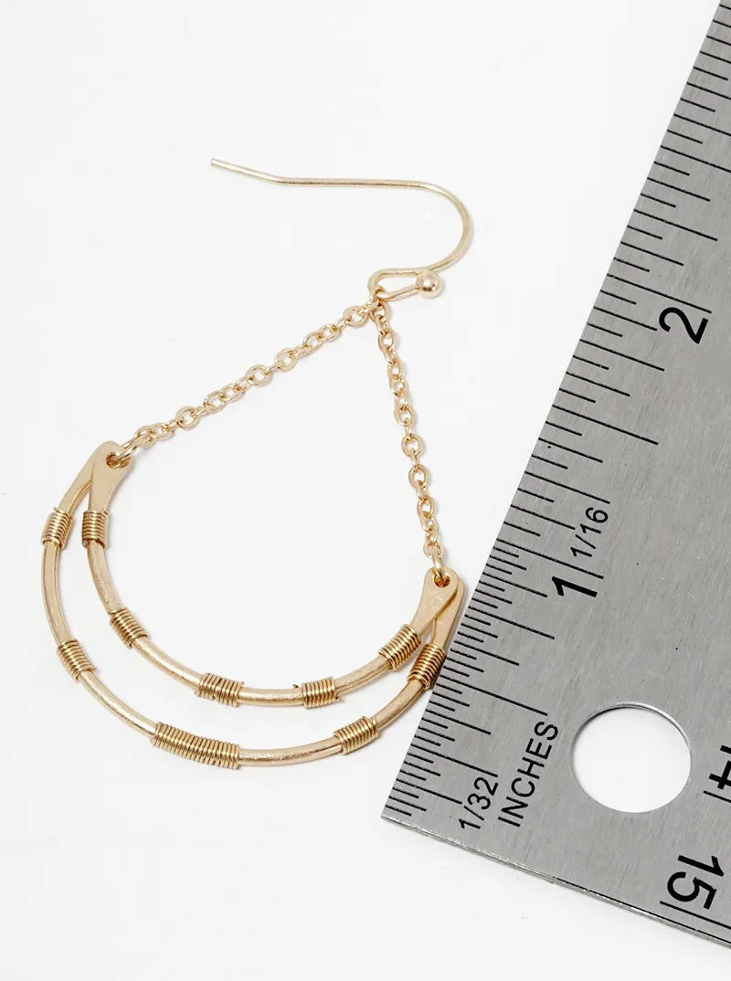 Wire Wrapped Moonlight Chain Dangle Earrings