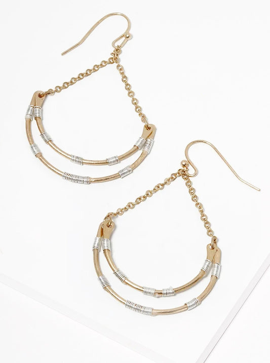 Wire Wrapped Moonlight Chain Dangle Earrings