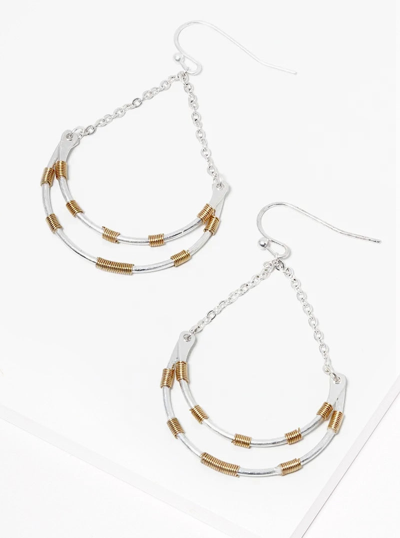 Wire Wrapped Moonlight Chain Dangle Earrings