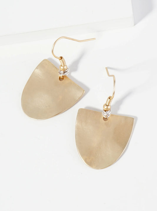 Wire Wrapped Semi-Circle Drop Geometric Earrings