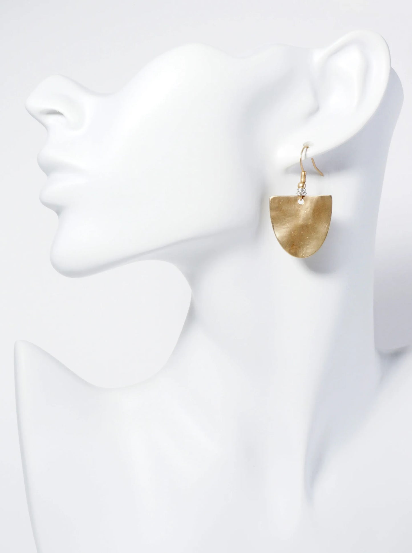 Wire Wrapped Semi-Circle Drop Geometric Earrings