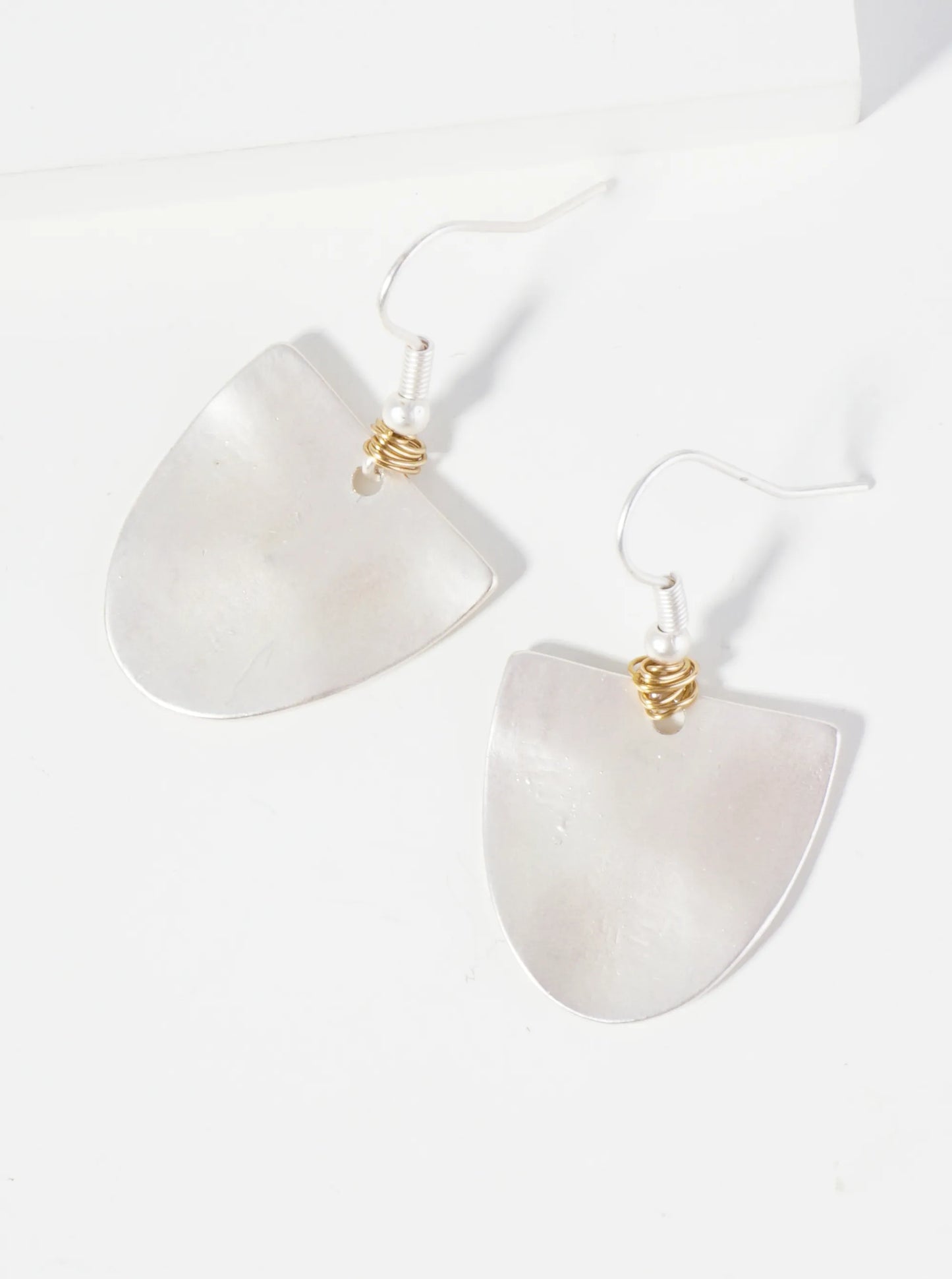 Wire Wrapped Semi-Circle Drop Geometric Earrings