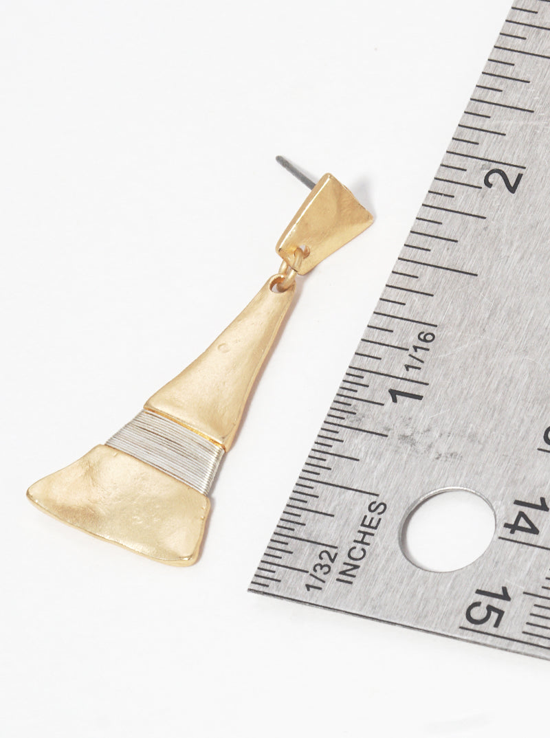 Wire Wrapped Geometric Shape Hammered Metal Earrings