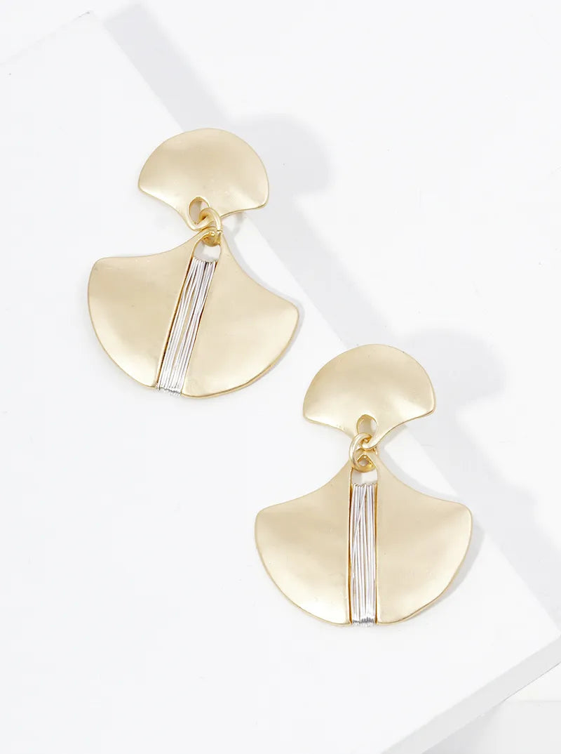 Wire Wrapped Ginkgo Leaf Post Dangle Drop Earrings