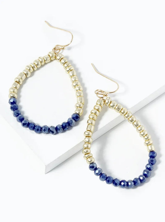 Wired Faceted Beads With Metallic Beads Teardrop Dangle Earrings