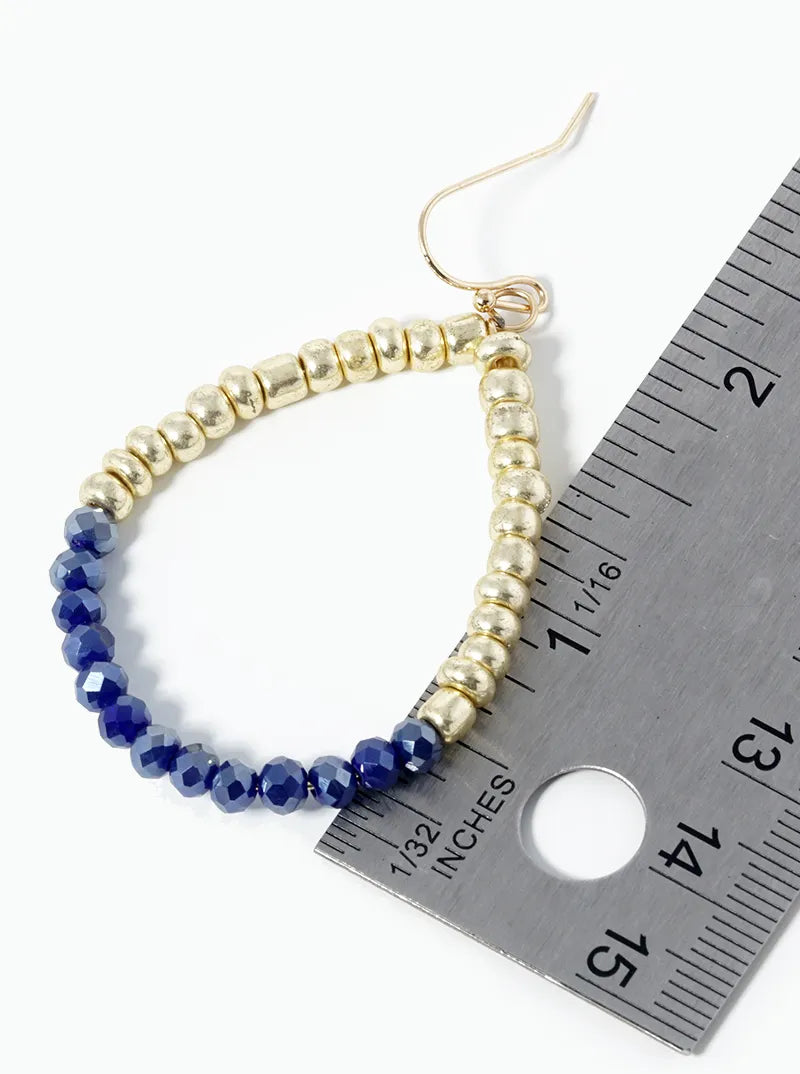 Wired Faceted Beads With Metallic Beads Teardrop Dangle Earrings