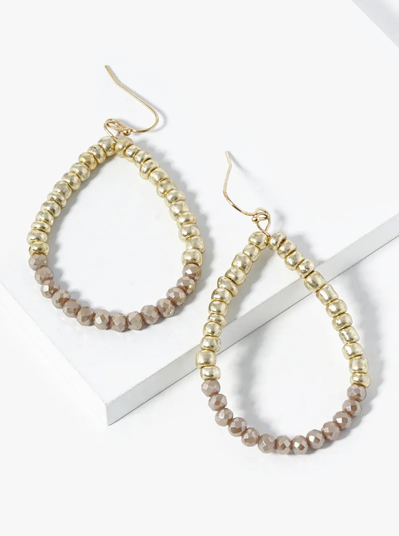 Wired Faceted Beads With Metallic Beads Teardrop Dangle Earrings