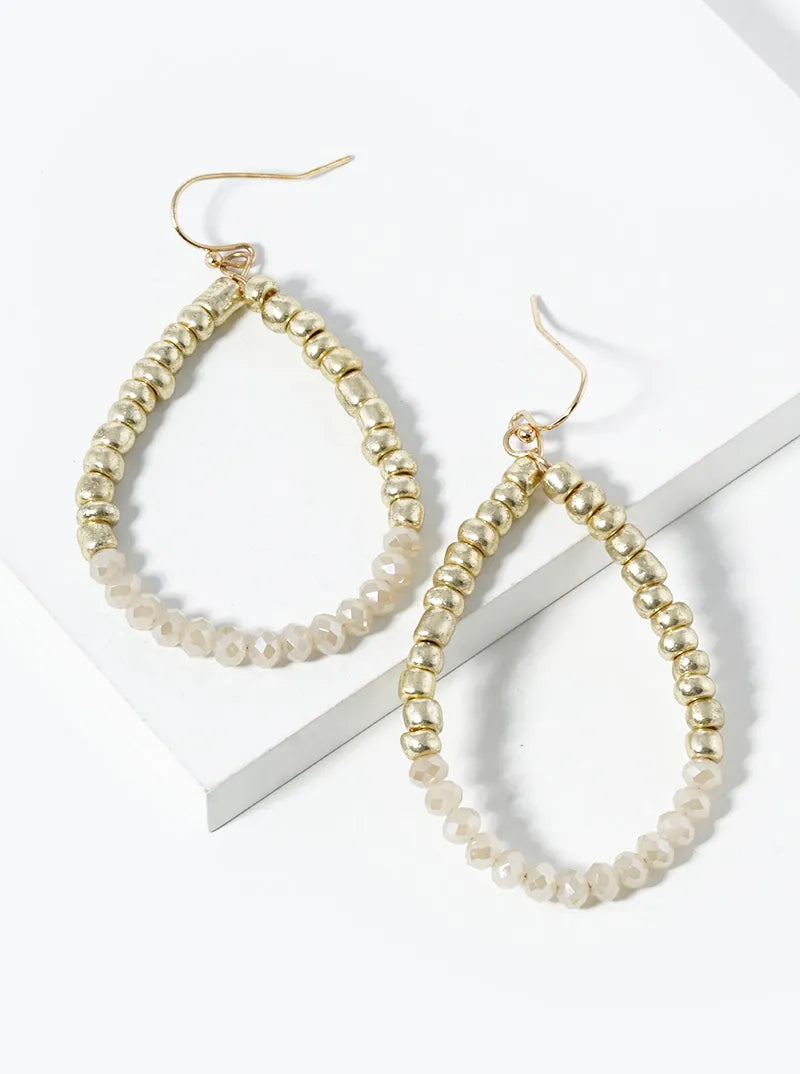 Wired Faceted Beads With Metallic Beads Teardrop Dangle Earrings