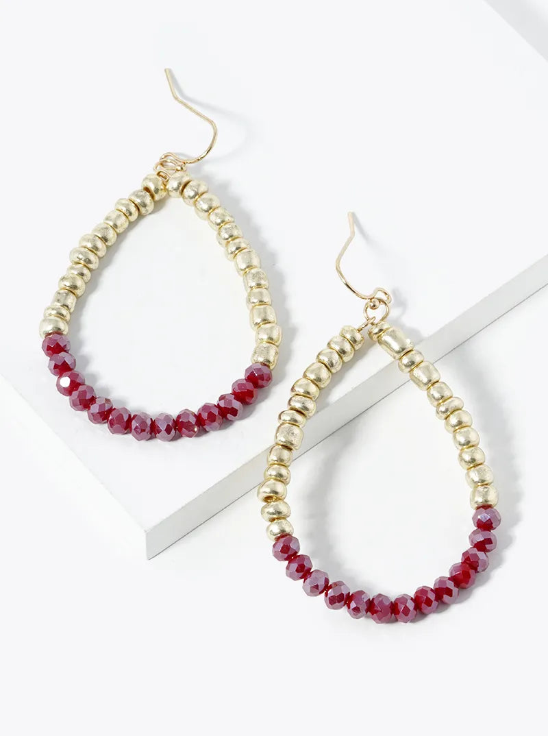 Wired Faceted Beads With Metallic Beads Teardrop Dangle Earrings