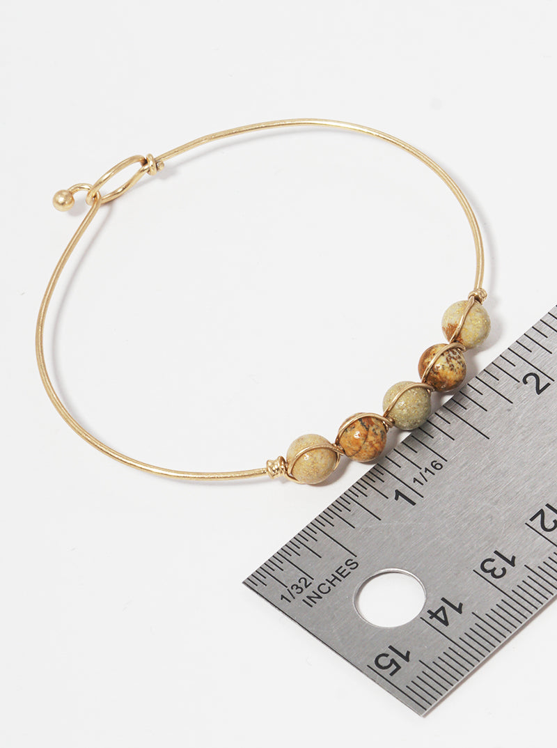 Wired Semi-precious Natural Stone Bracelet With Wire Hook Clasp