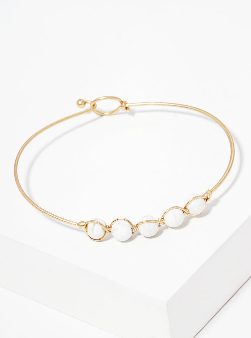 Wired Semi-precious Natural Stone Bracelet With Wire Hook Clasp