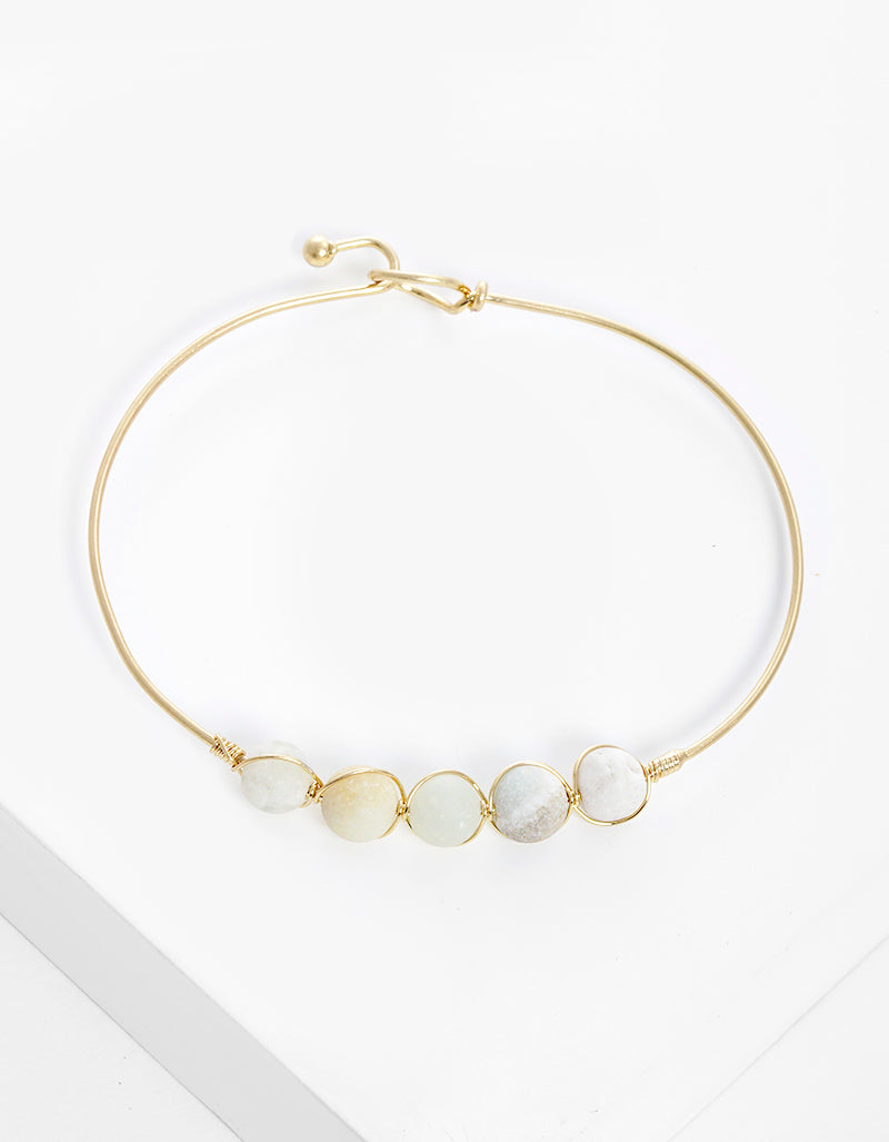 Wired Semi-precious Natural Stone Bracelet With Wire Hook Clasp