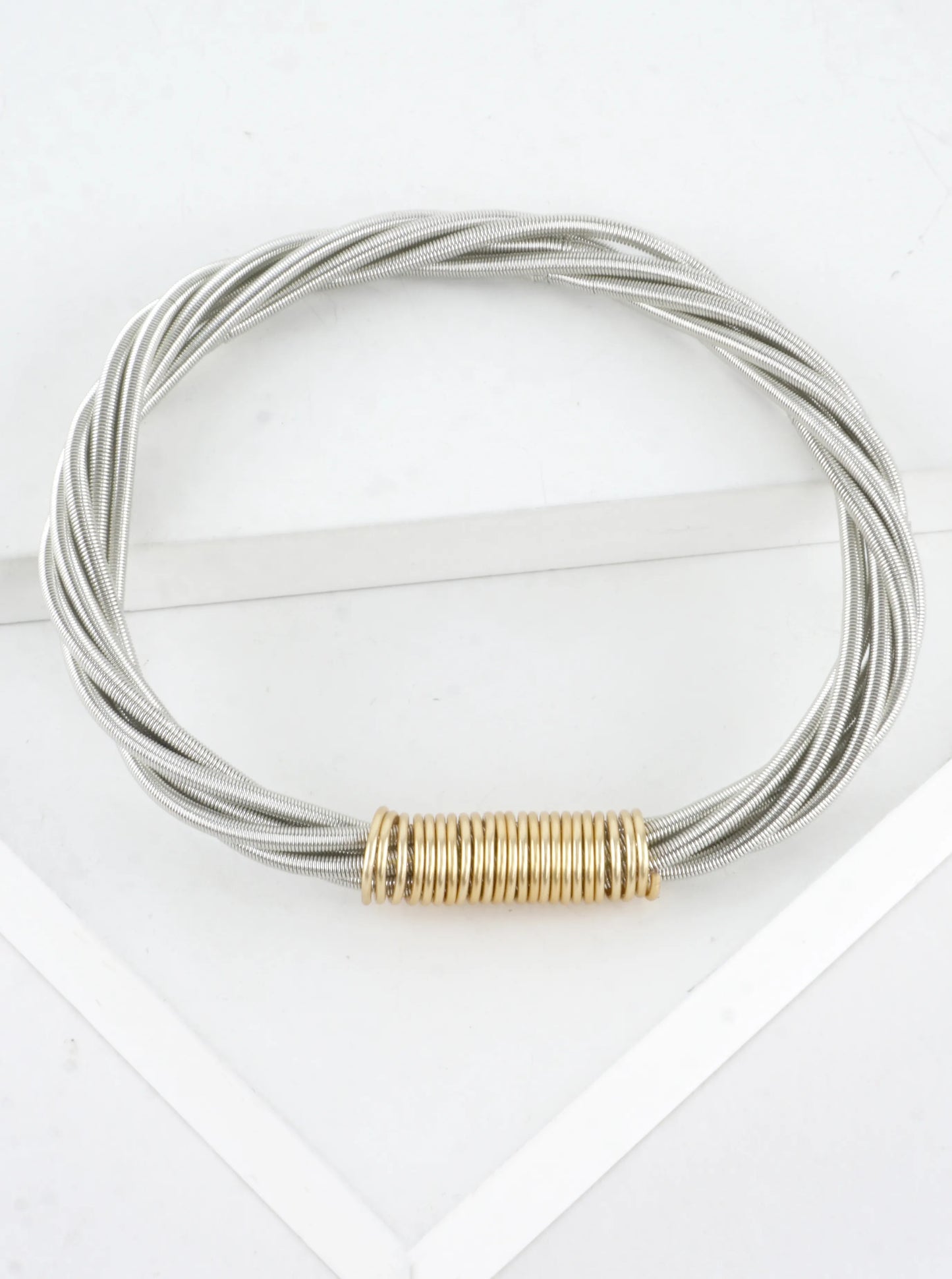 Wired In 2 Places Stretch Piano Wire Bracelet