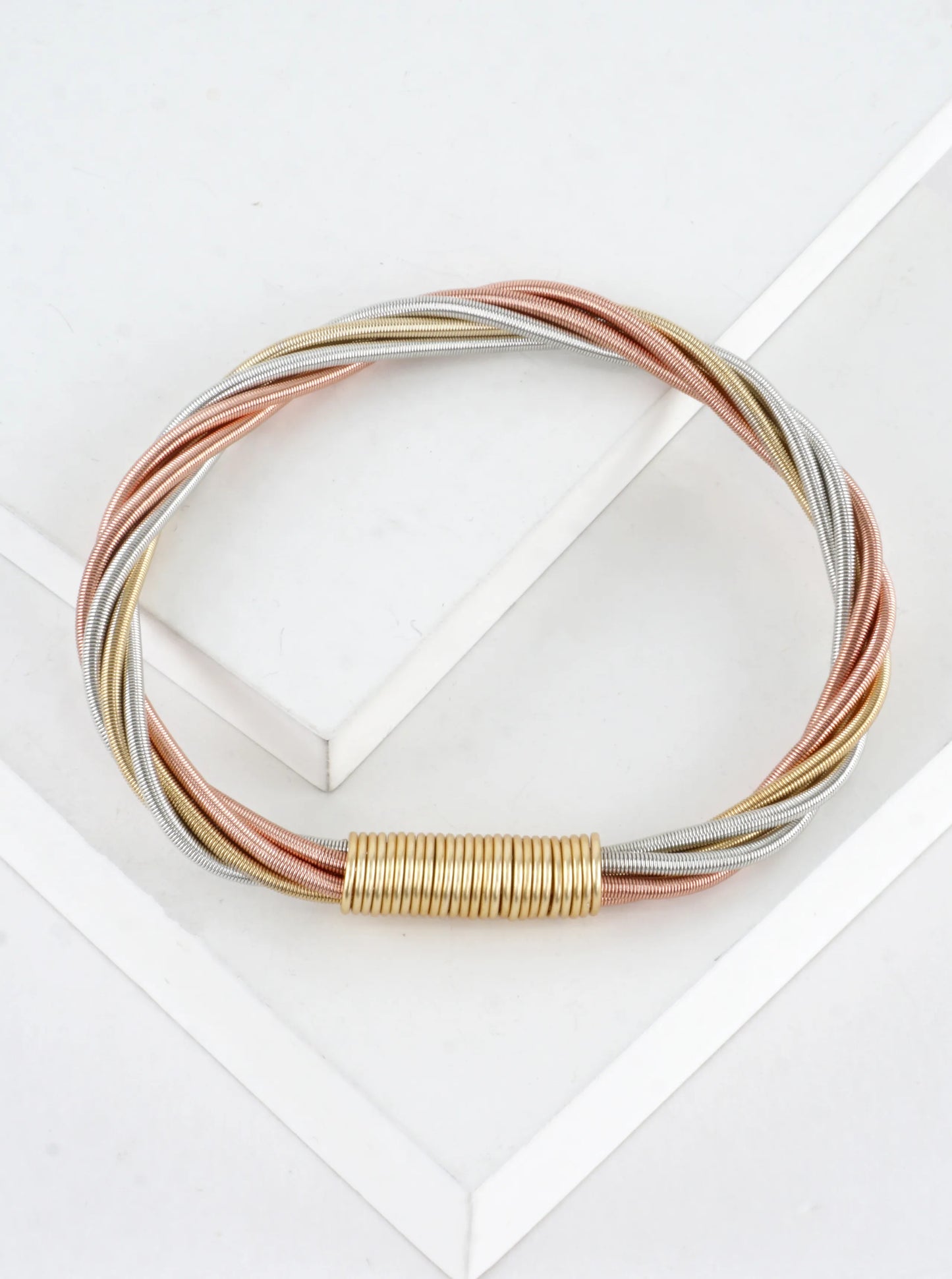 Wired In 2 Places Stretch Piano Wire Bracelet