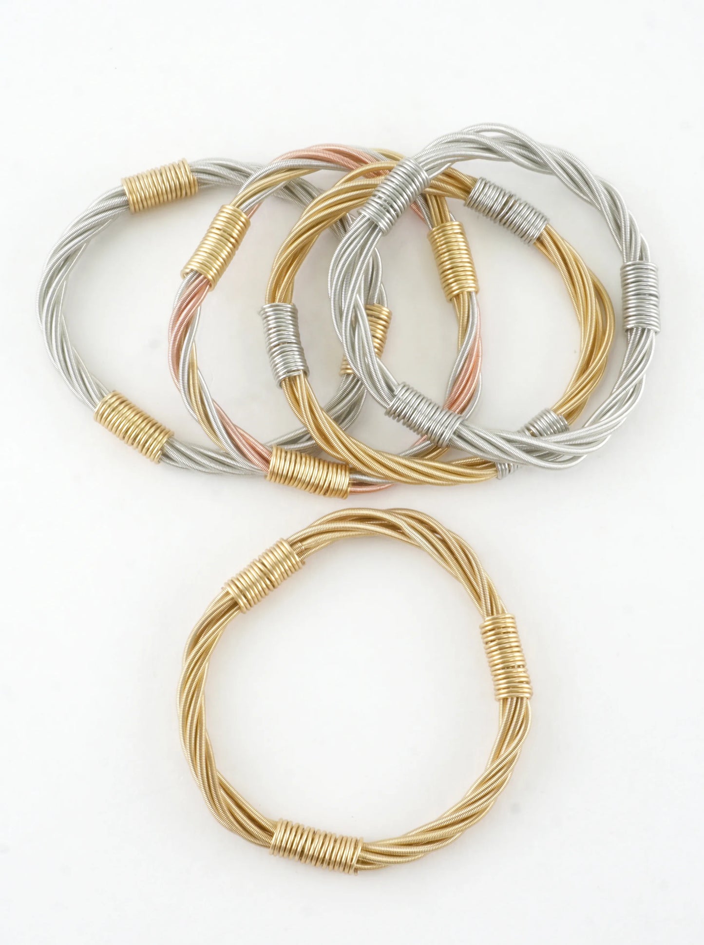 Wired In 3 Places Stretch Piano Wire Bracelet