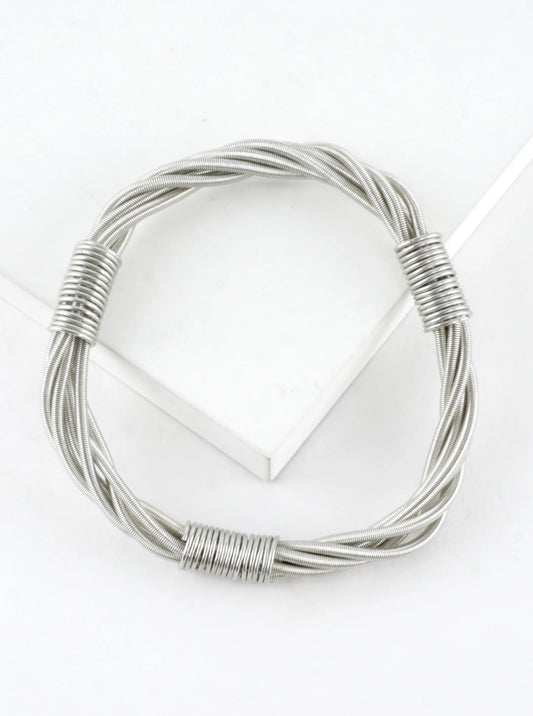Wired In 3 Places Stretch Piano Wire Bracelet