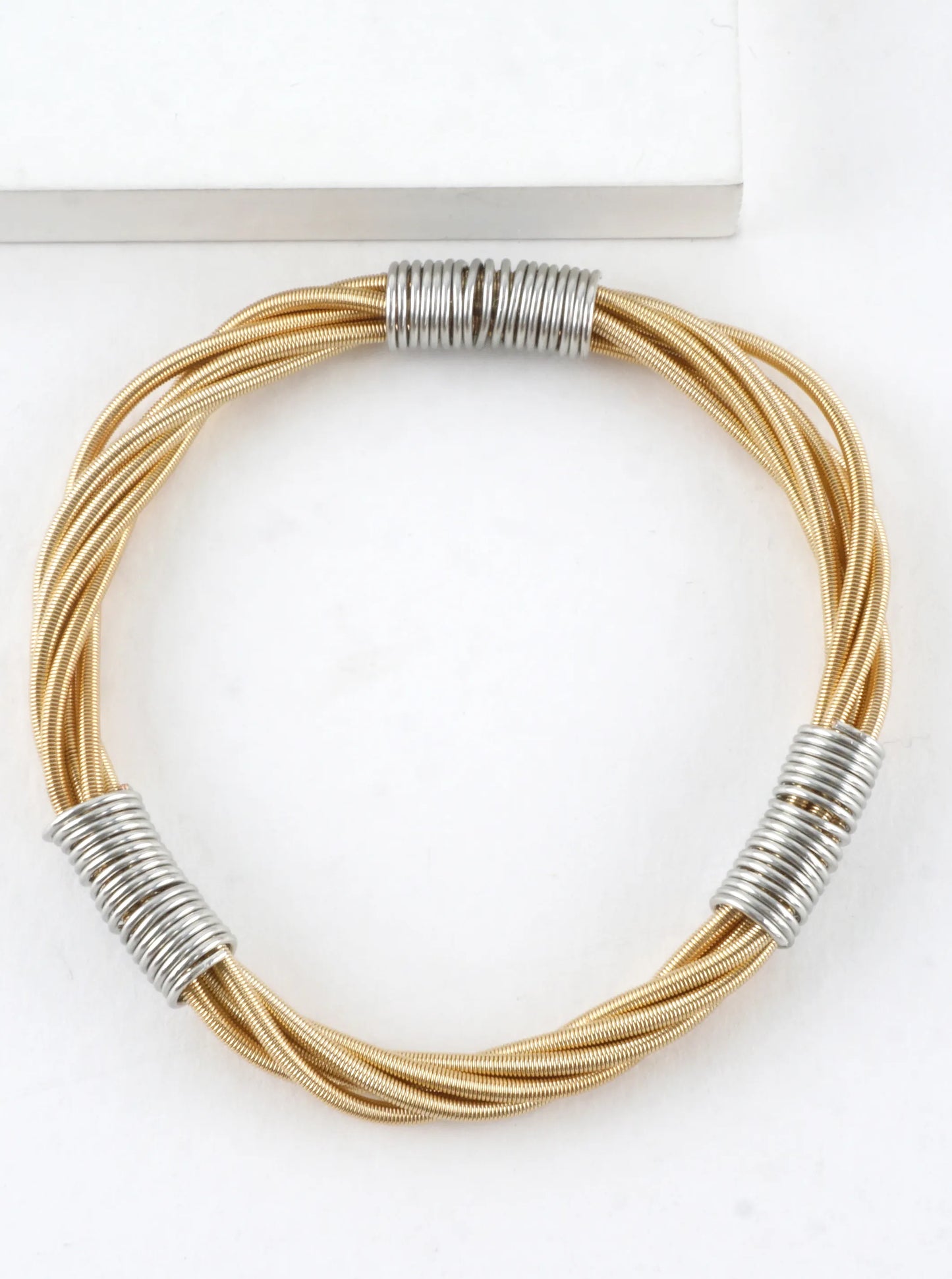 Wired In 3 Places Stretch Piano Wire Bracelet