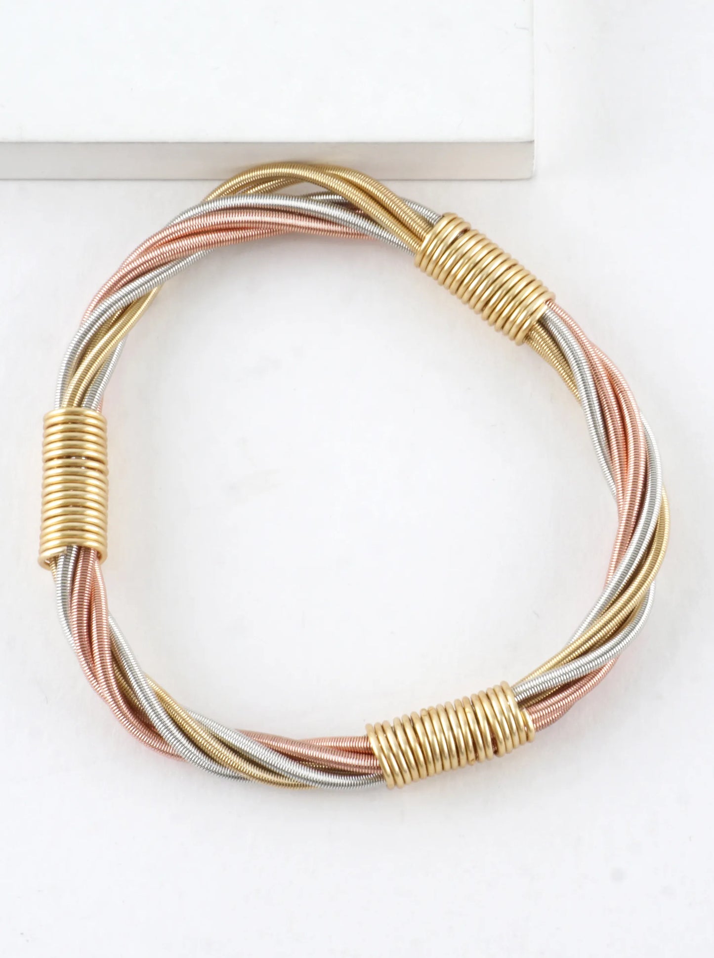 Wired In 3 Places Stretch Piano Wire Bracelet