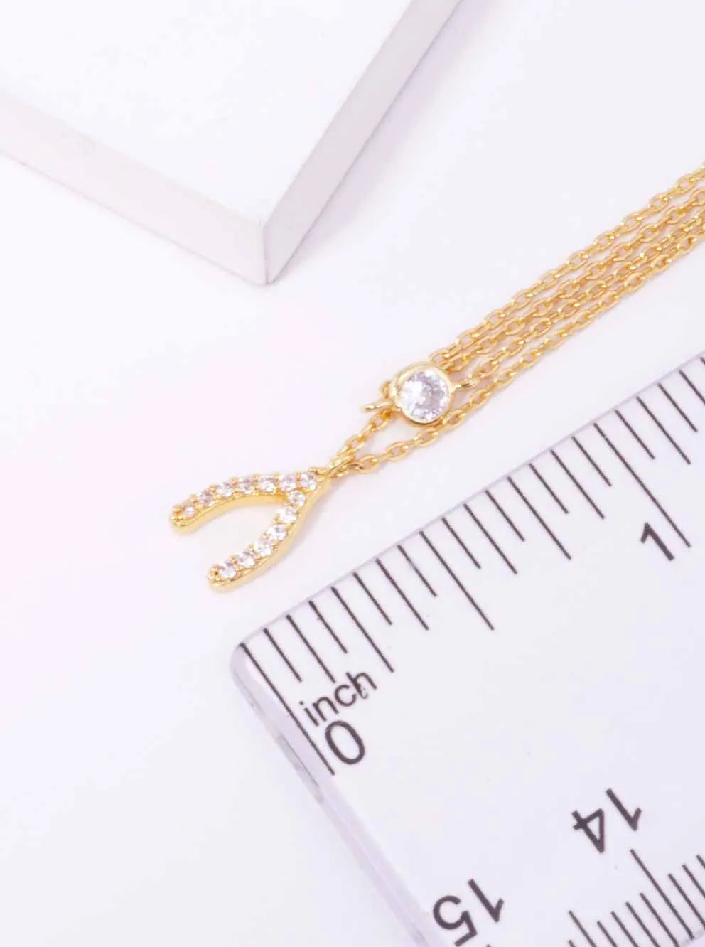 Wishbone Pendant 18K-Gold-Dipped Layered Necklace