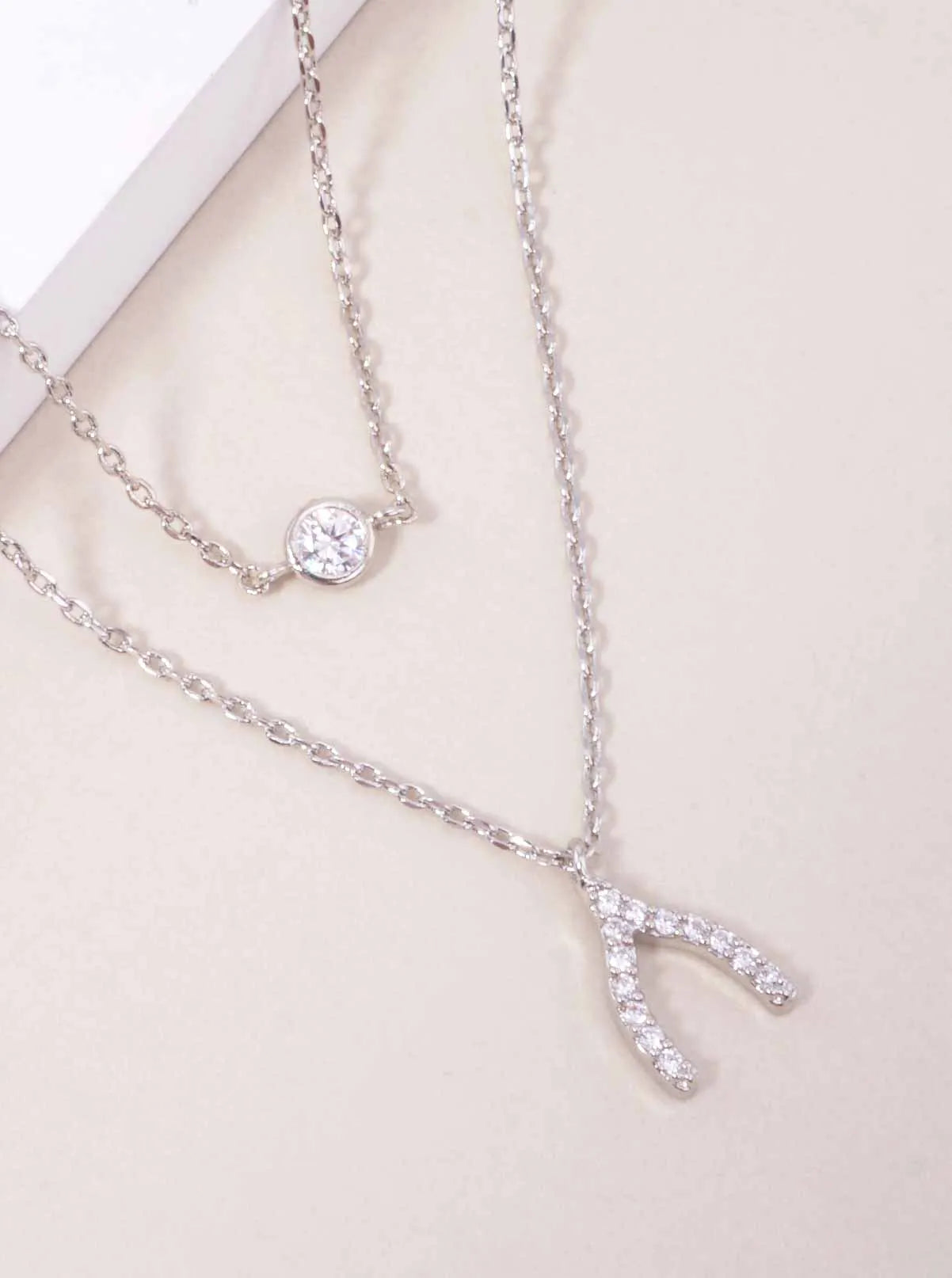 Wishbone Pendant 18K-Gold-Dipped Layered Necklace