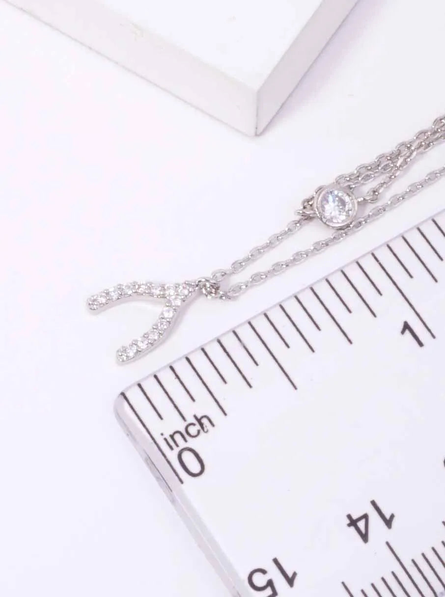 Wishbone Pendant 18K-Gold-Dipped Layered Necklace