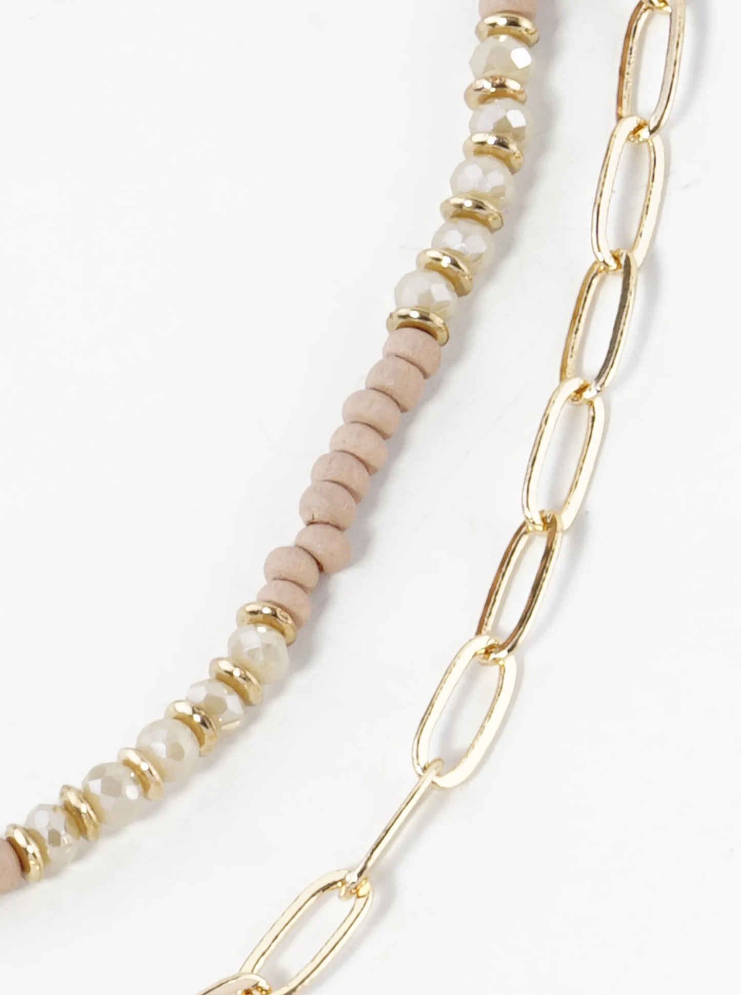 Wood Glass Beaded Layered Necklace