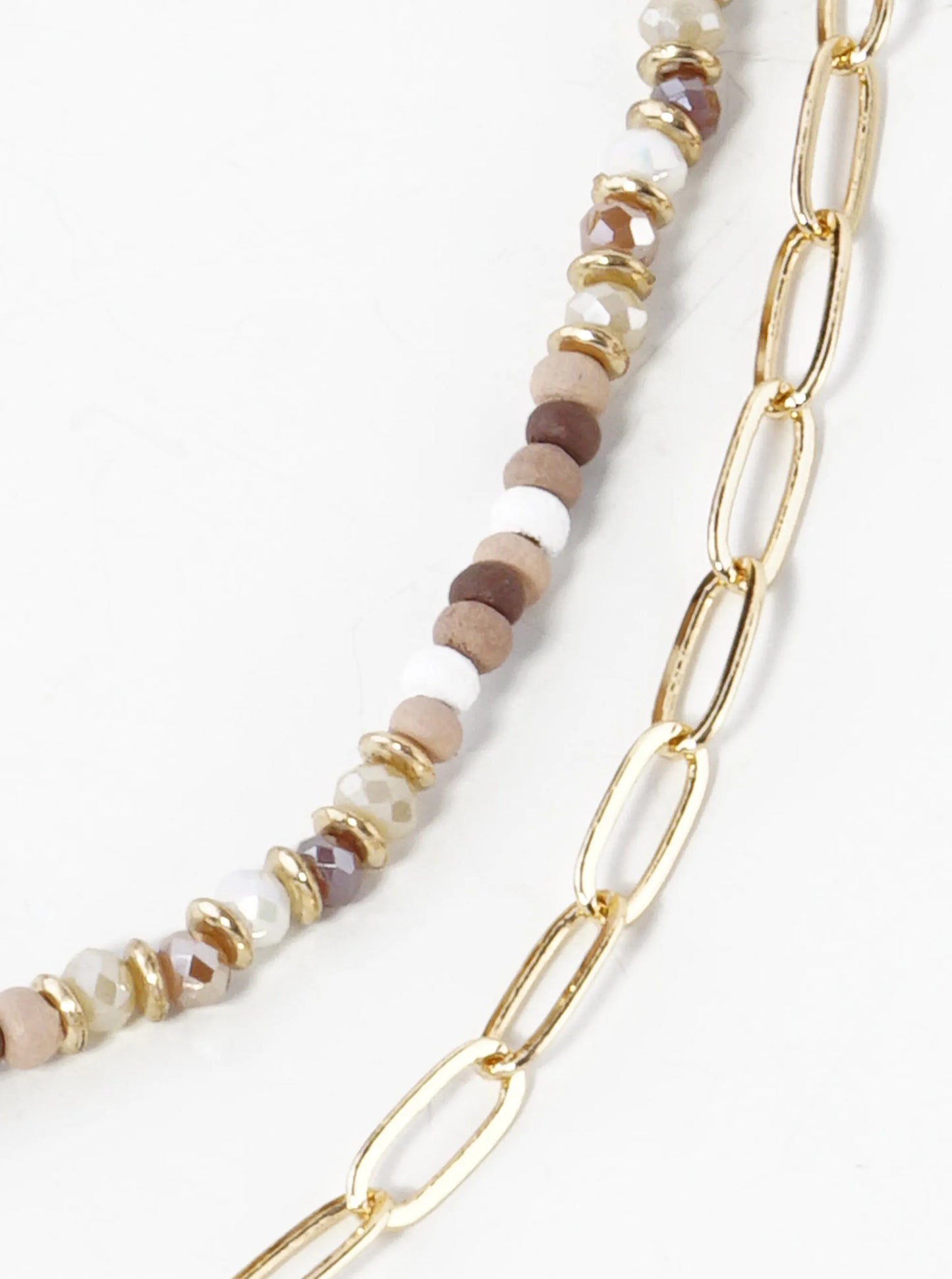 Wood Glass Beaded Layered Necklace