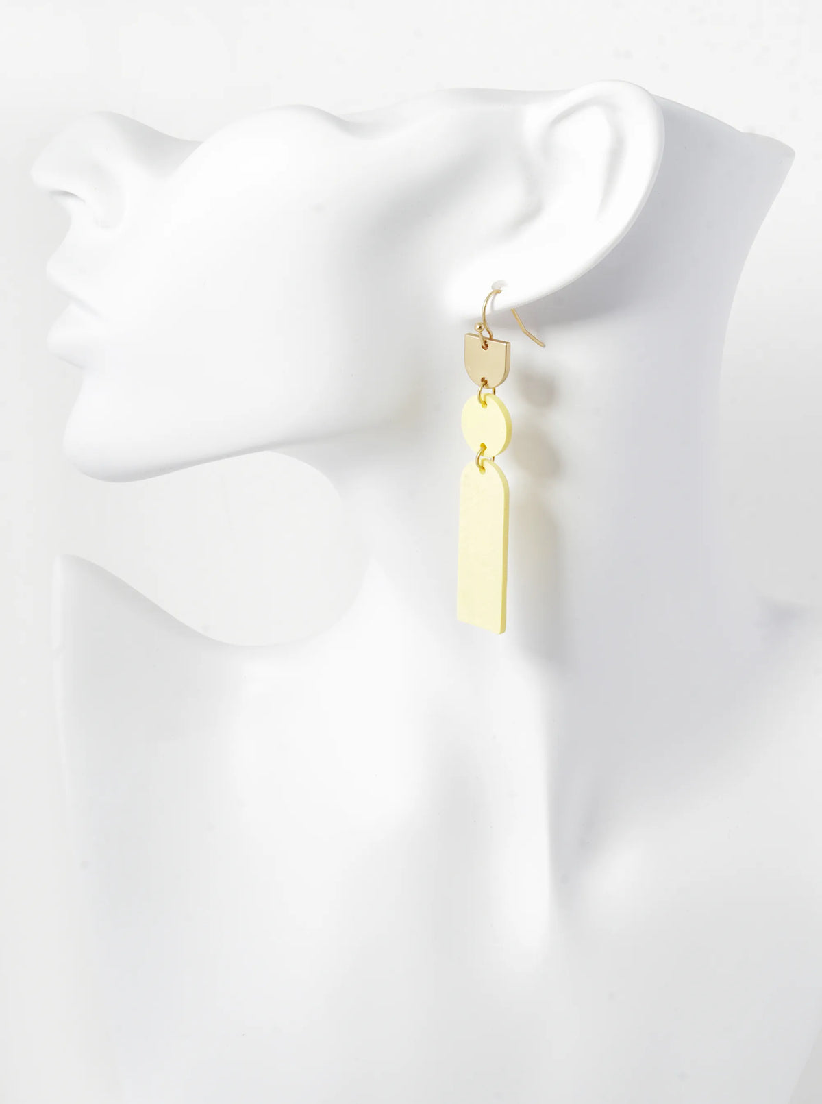 Wood And Brass Dangle Drop Geometric Earrings