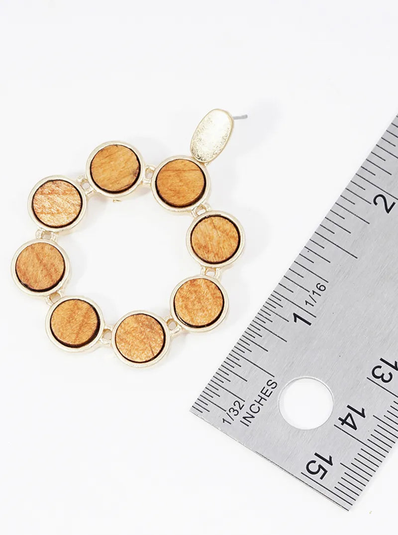 Wooden Circles Drop Post Earrings