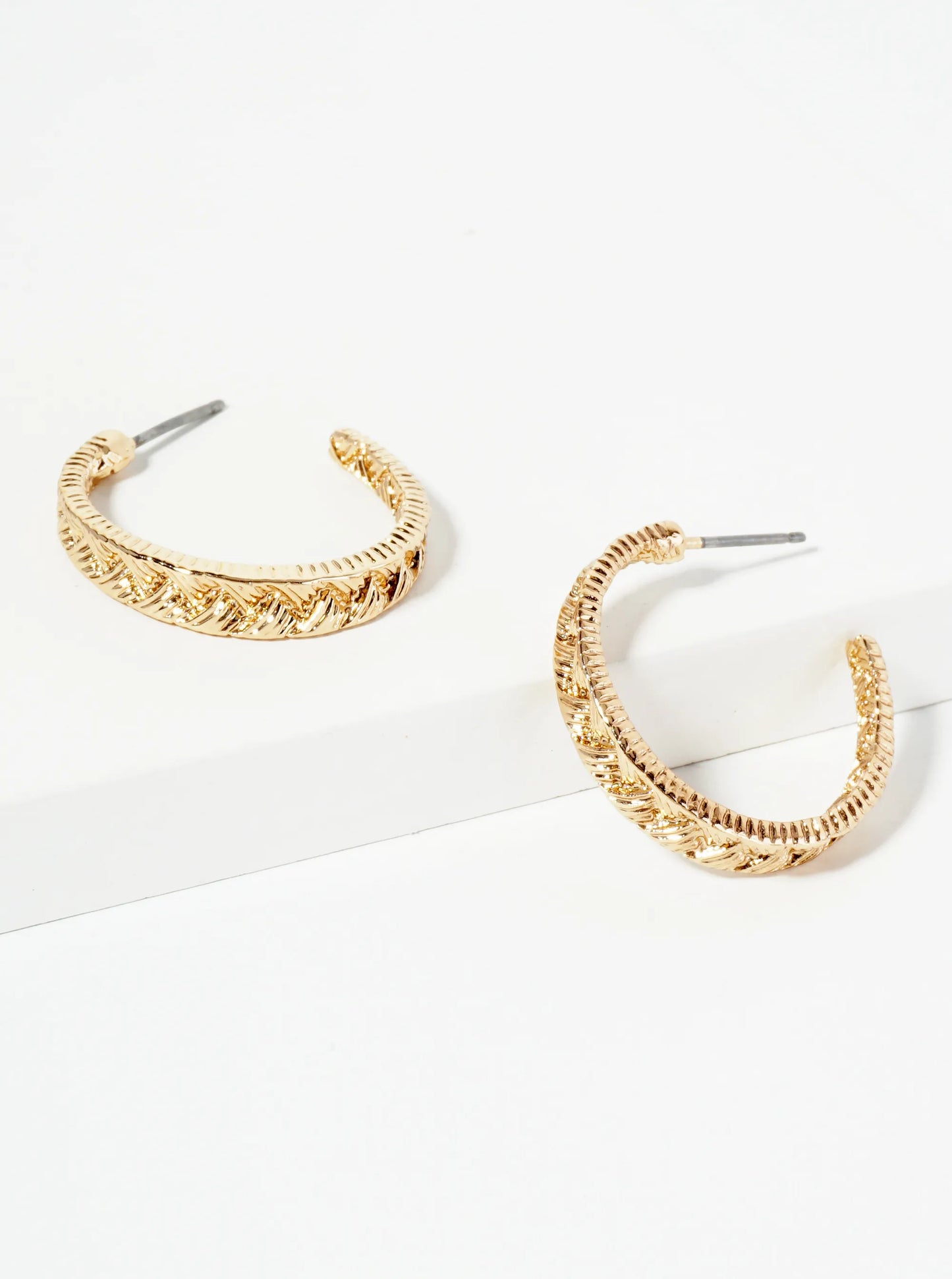 Woven Textured 25mm Open Hoop Earrings