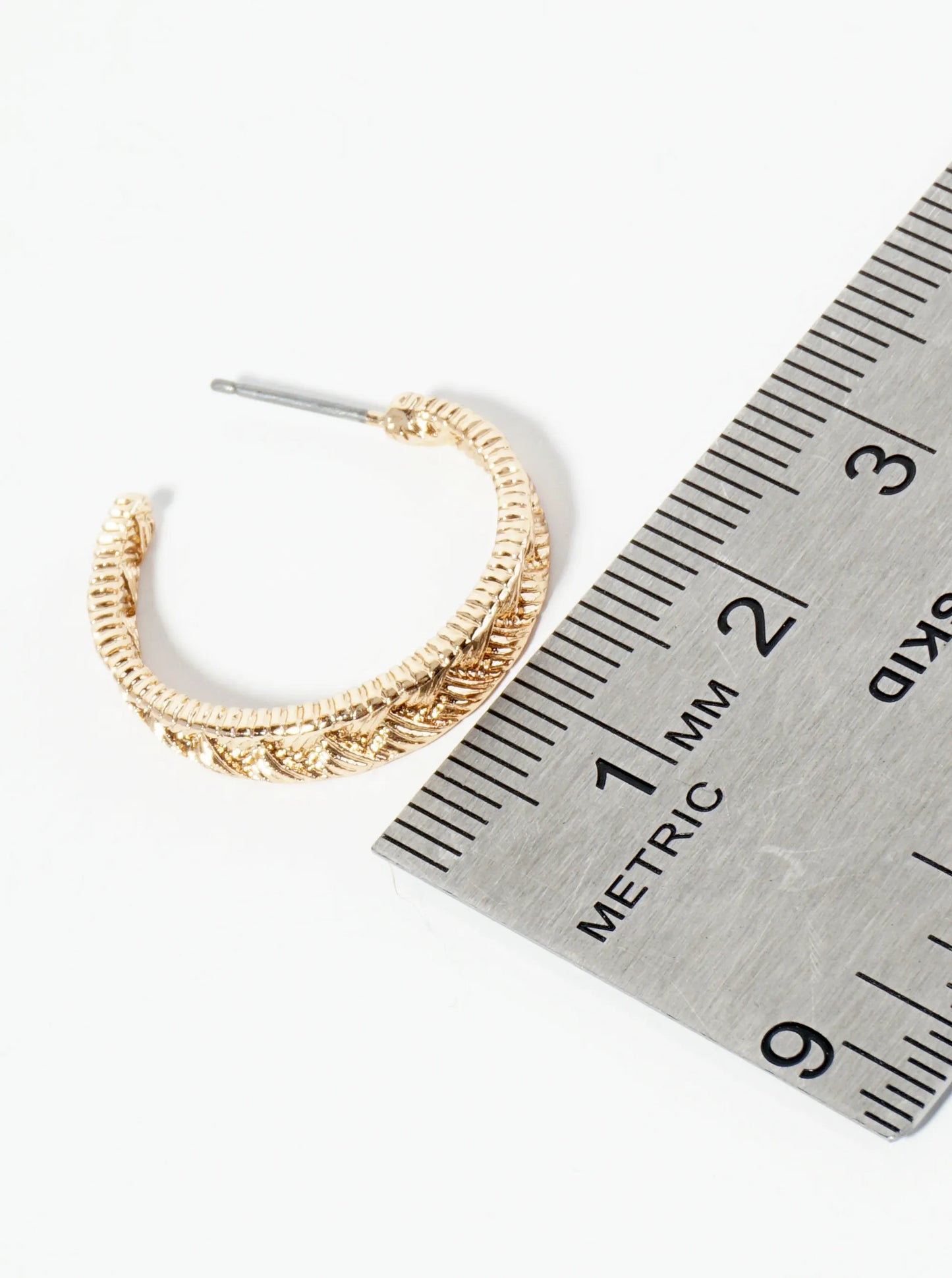 Woven Textured 25mm Open Hoop Earrings